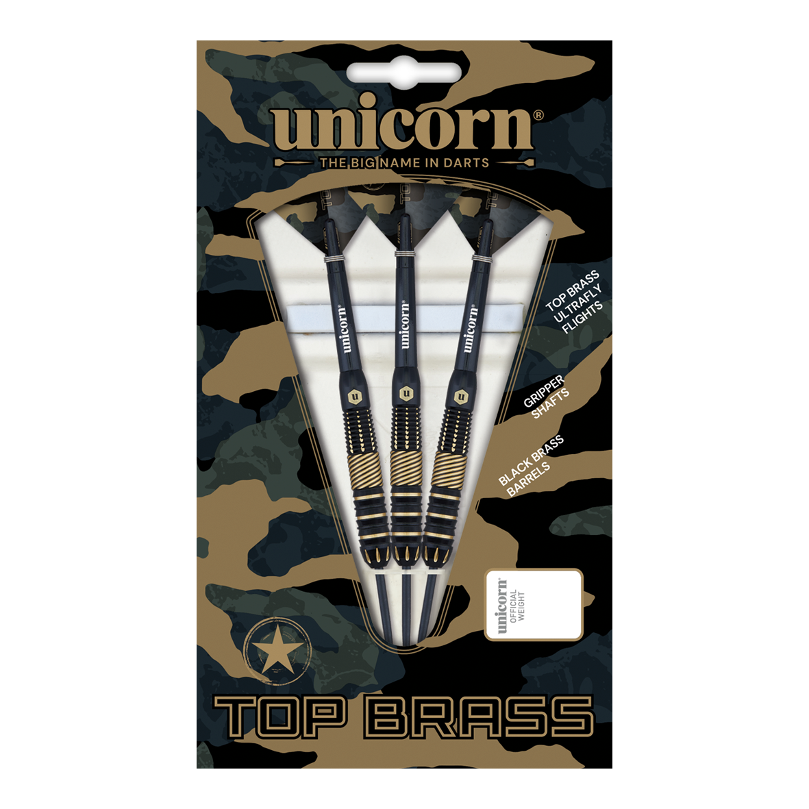 Fléchettes en acier Unicorn Top Brass V2 - 19 g