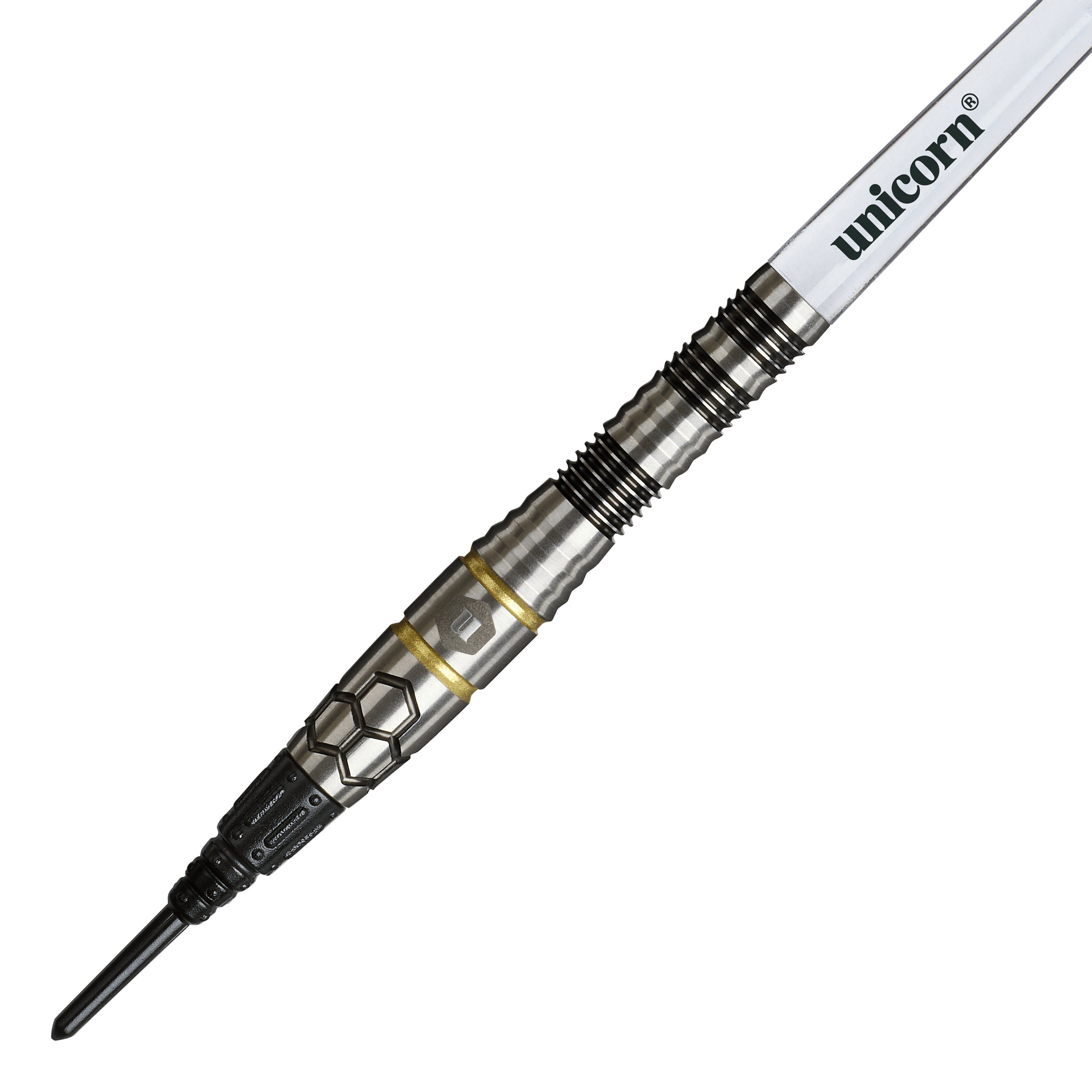 Fléchettes souples Unicorn Hexium Style 01 Noir et Or - 22 g Unicorn Hexium Style 01 Black & Gold Softdarts - 22g ist ein eleganter Softdart in Schwarz und Gold. Das Produkt eignet sich ideal für Präzisionswürfe beim Dartspiel.