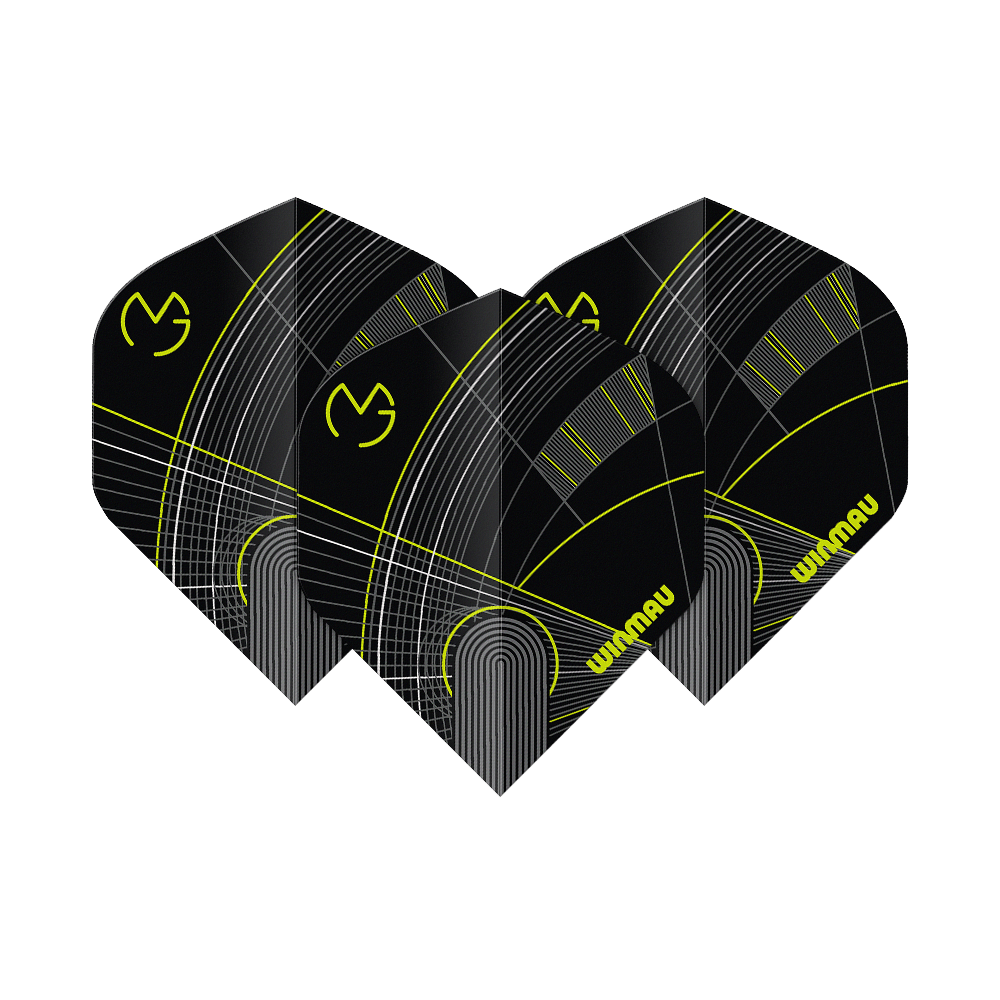Vols standard Winmau Prism Delta MvG Noir Vert n°2 Abgebildet sind Winmau Prism Delta MvG Black No2 Standard Flights. Das Flight-Set verfügt über ein markantes Design.