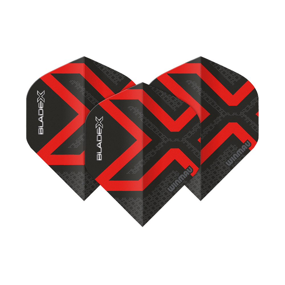 Ailettes standard Winmau Prism Delta Blade X Rouge Métallisé n° 2 Dies ist ein Winmau Prism Delta Blade X Metallic Red No2 Standard Flight. Das abgebildete Produkt ist in roter Farbe gehalten.