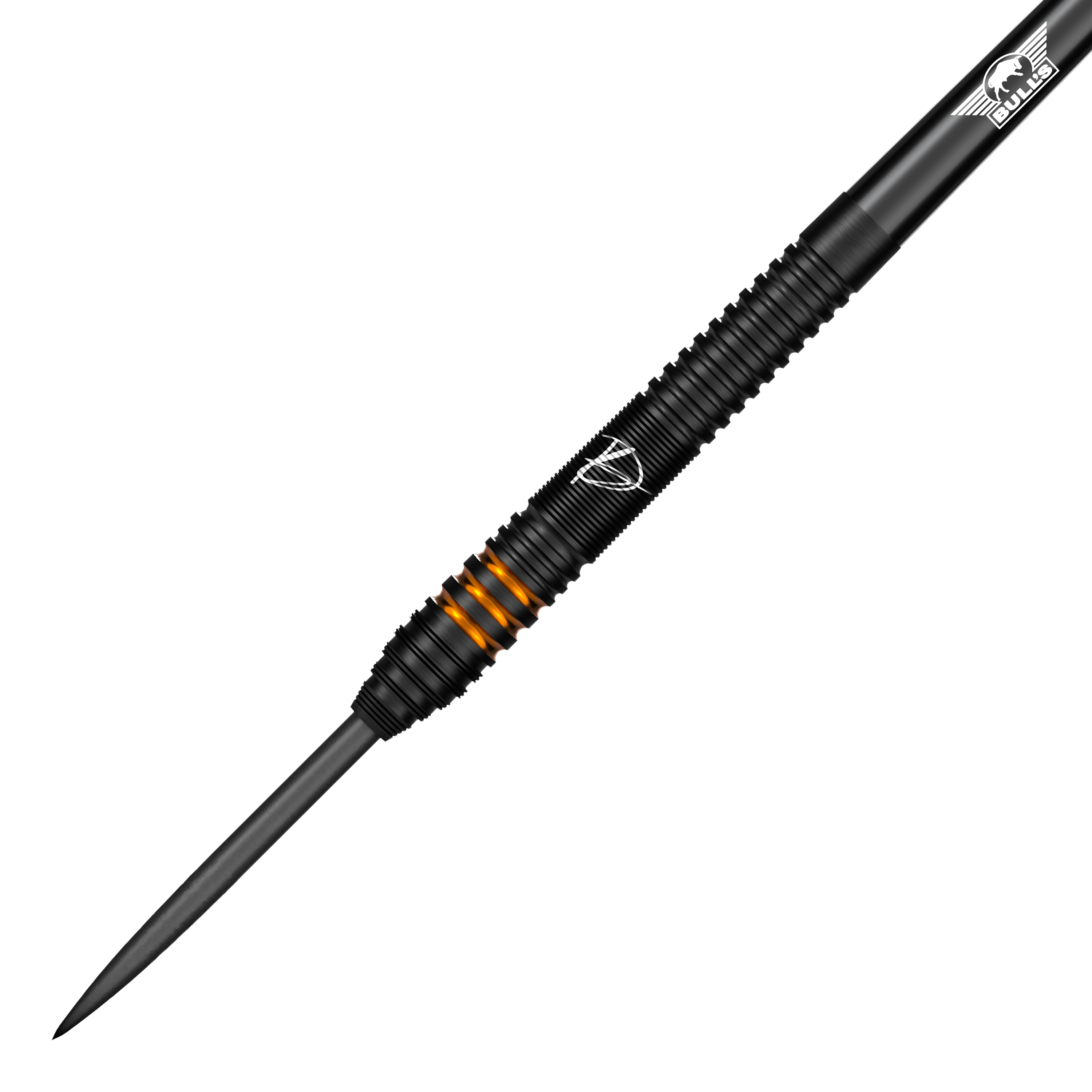 Bulls NL Dirk Van Duijvenbode Edition 2 fléchettes en acier Dies ist der Bulls NL Dirk Van Duijvenbode Edition 2 Steeldart. Der Dart ist überwiegend schwarz mit auffälligen orangefarbenen Ringen im Griffbereich.