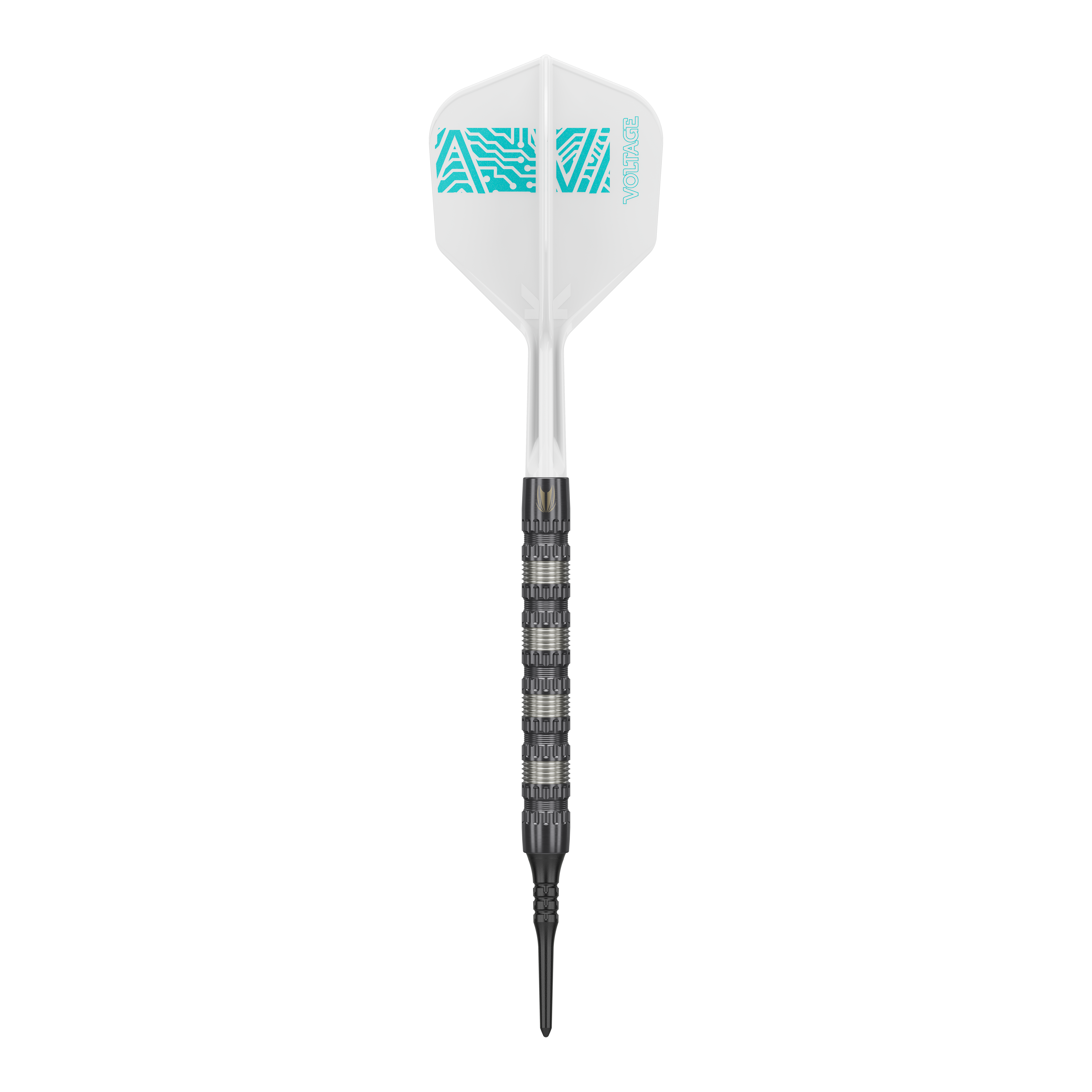 Fléchettes souples Target Rob Cross 95K Swiss Point - 18 g Der Target Rob Cross 95K Swiss Point Softdart wiegt 18 Gramm und hat ein auffälliges, strukturiertes Barrel. Die Flight ist weiß mit türkisfarbenem Muster und der Aufschrift "VOLTAGE".