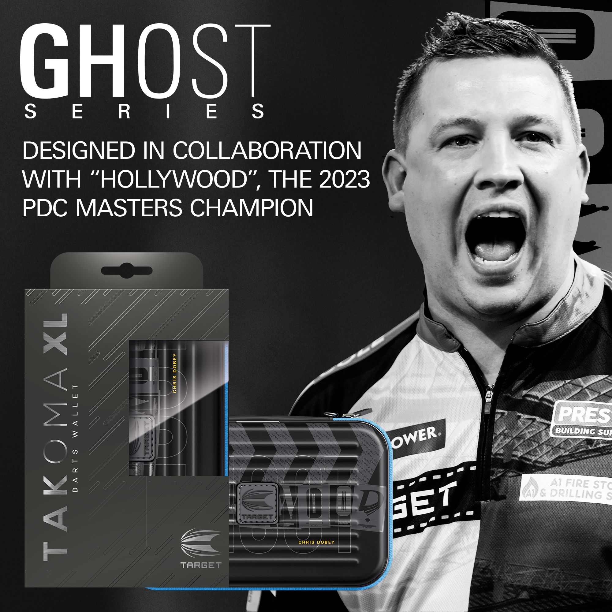Étui à fléchettes Takoma XL Ghost Series Chris Dobey Das Bild zeigt das Takoma XL Ghost Series Chris Dobey Dartcase. Das Dartcase schützt Dartzubehör vor Beschädigungen.