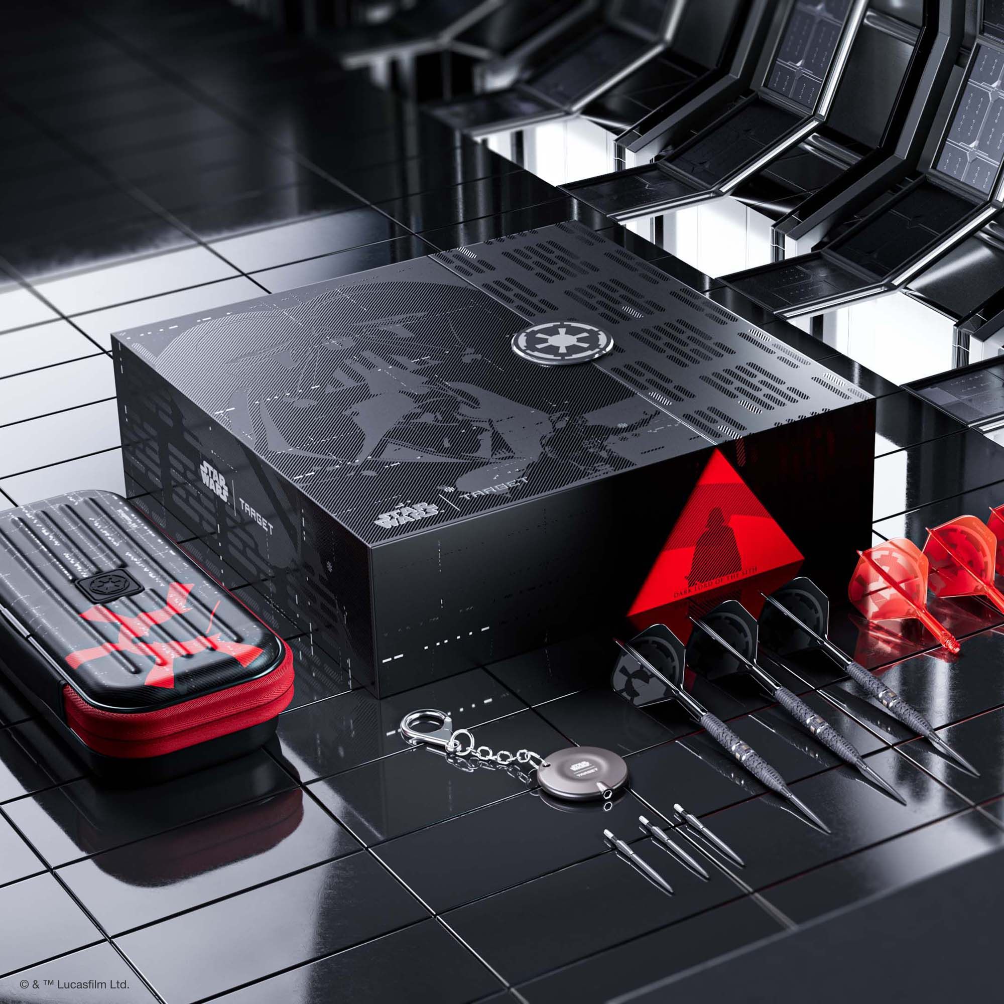 Fléchettes en acier Target Star Wars Darth Vader 95 Swiss Point Abgebildet sind die Target Star Wars Darth Vader 95 Swiss Point Steeldarts. Das Dart-Set ist von Darth Vader aus der Star Wars-Reihe inspiriert.