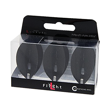 Ailettes L-Style Champagne L2PRO Teardrop - Noir Das Bild zeigt eine Packung mit L-Style Champagne L2PRO Teardrop Flights in Schwarz. Die Verpackung enthält drei schwarze Dartflights, die sichtbar durch das Klarsichtfenster sind.