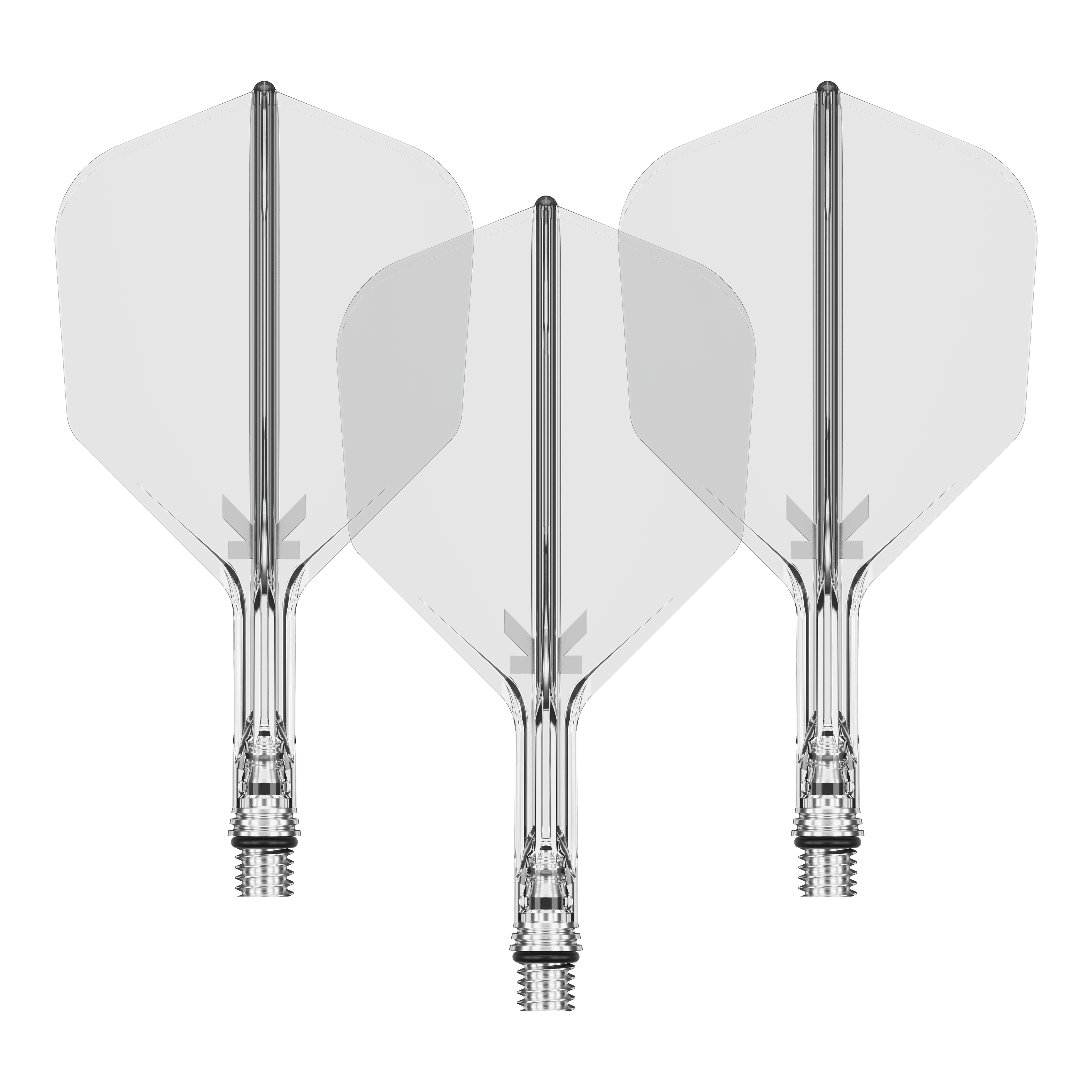 Volets Target K-Shift No6 - Transparent Ein Set von Target KShift No6 Dart-Flights in klarer, durchsichtiger Optik, 19 mm lang. Die Abbildung zeigt mehrere Flights als Set.