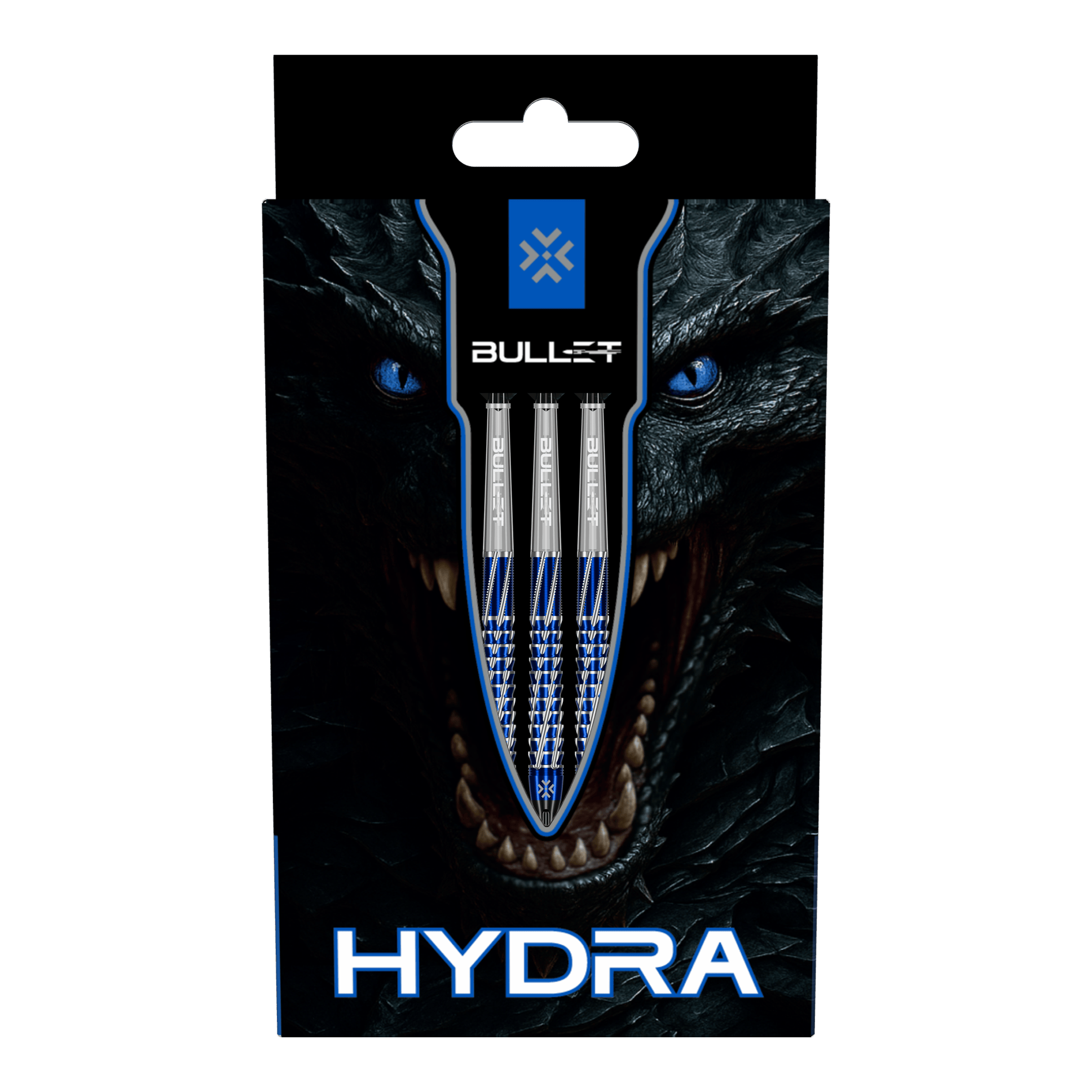 Fléchettes souples Bullet Hydra - 20 g Bullet Hydra Softdarts - 20g Darts werden aus der seitlichen Perspektive gezeigt. Die Details der Dartspitzen und der Schäfte sind deutlich erkennbar.