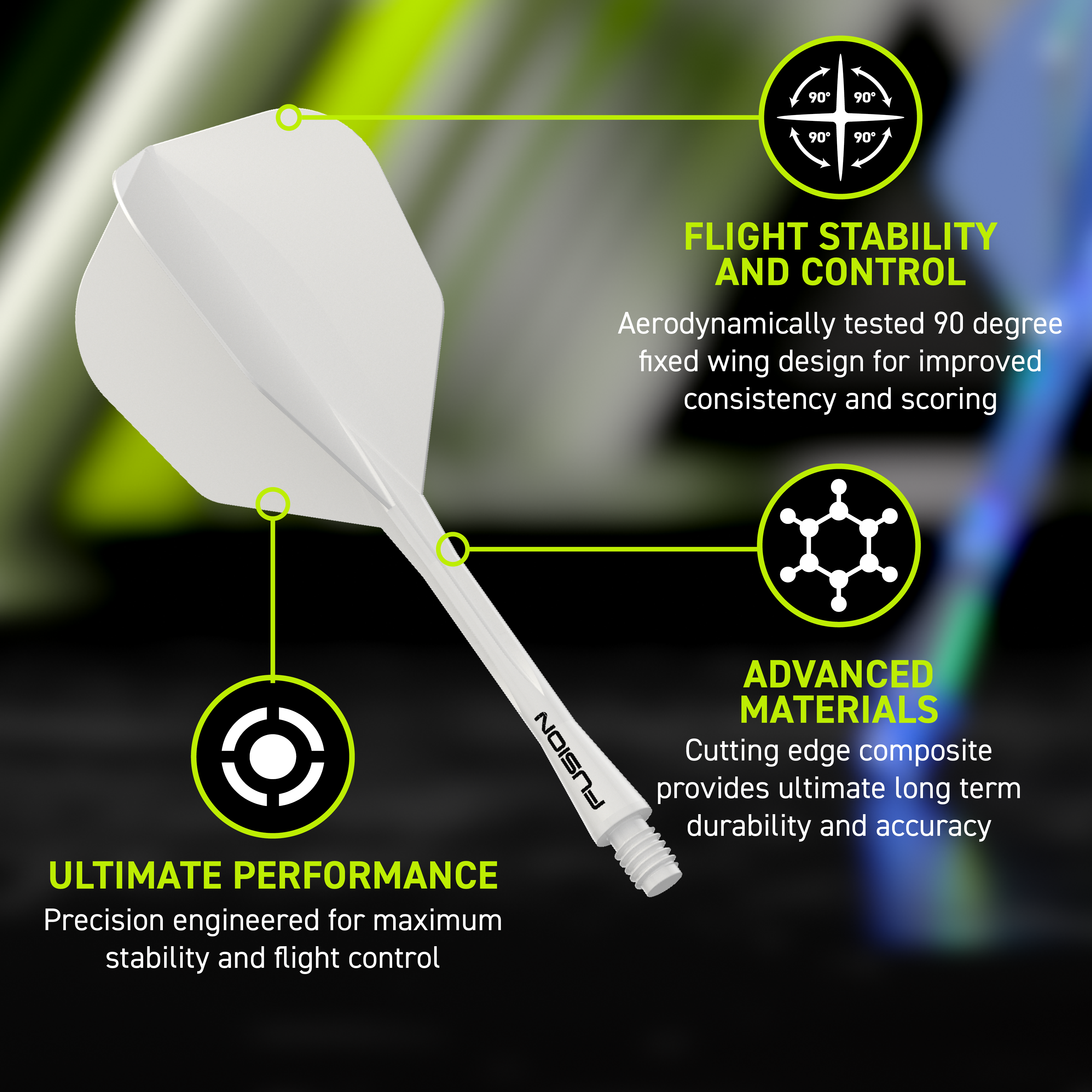 Système d'arbre de vol Winmau Fusion n° 6 Blanc massif Zu sehen ist das Winmau Fusion Flight-Shaft-System No6 Solid White. Es handelt sich um einen weißen Flight-Shaft für Darts.