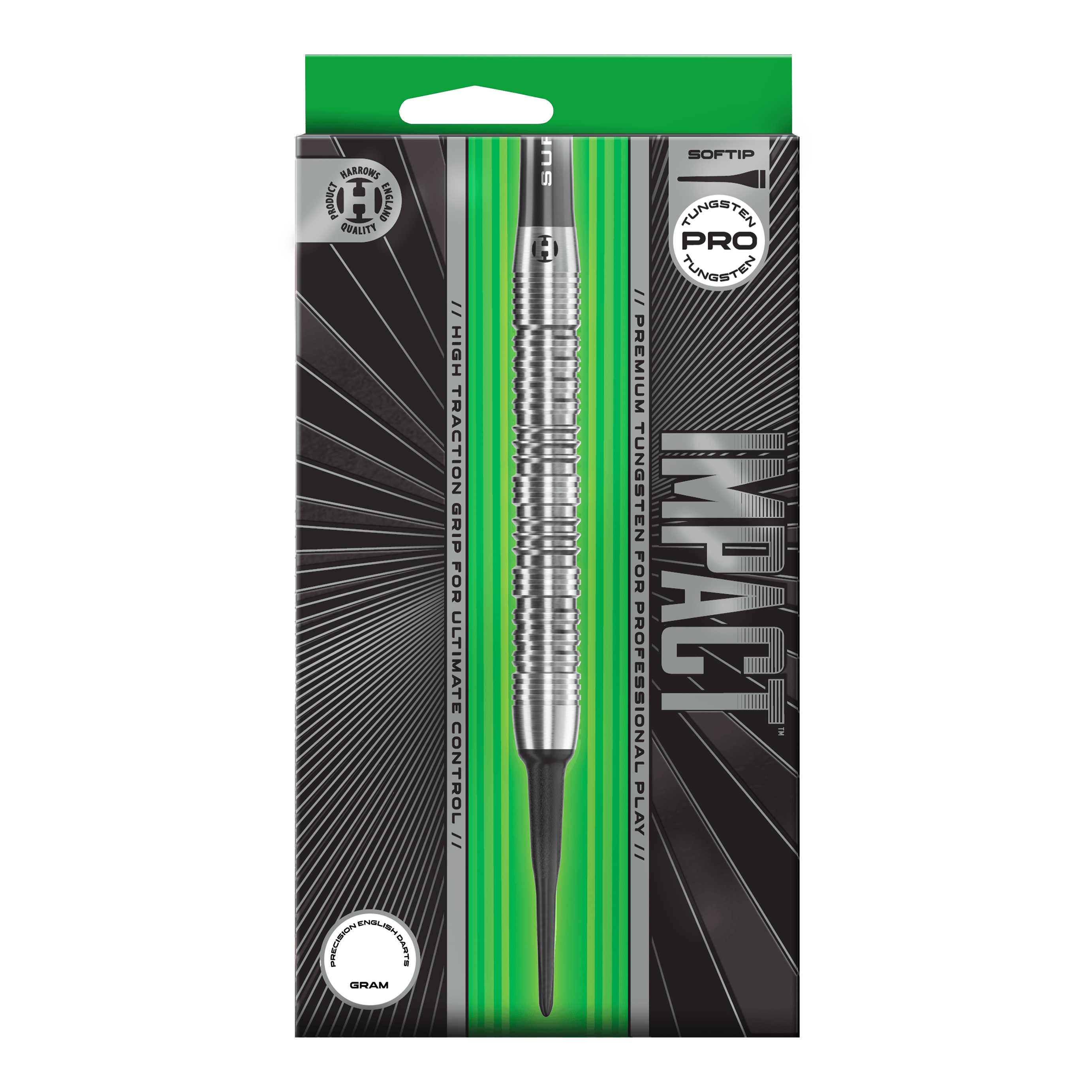 Fléchettes souples Harrows Impact Hier sind die Harrows Impact Softdarts dargestellt. Man sieht Details des Produktes aus einer weiteren Ansicht.