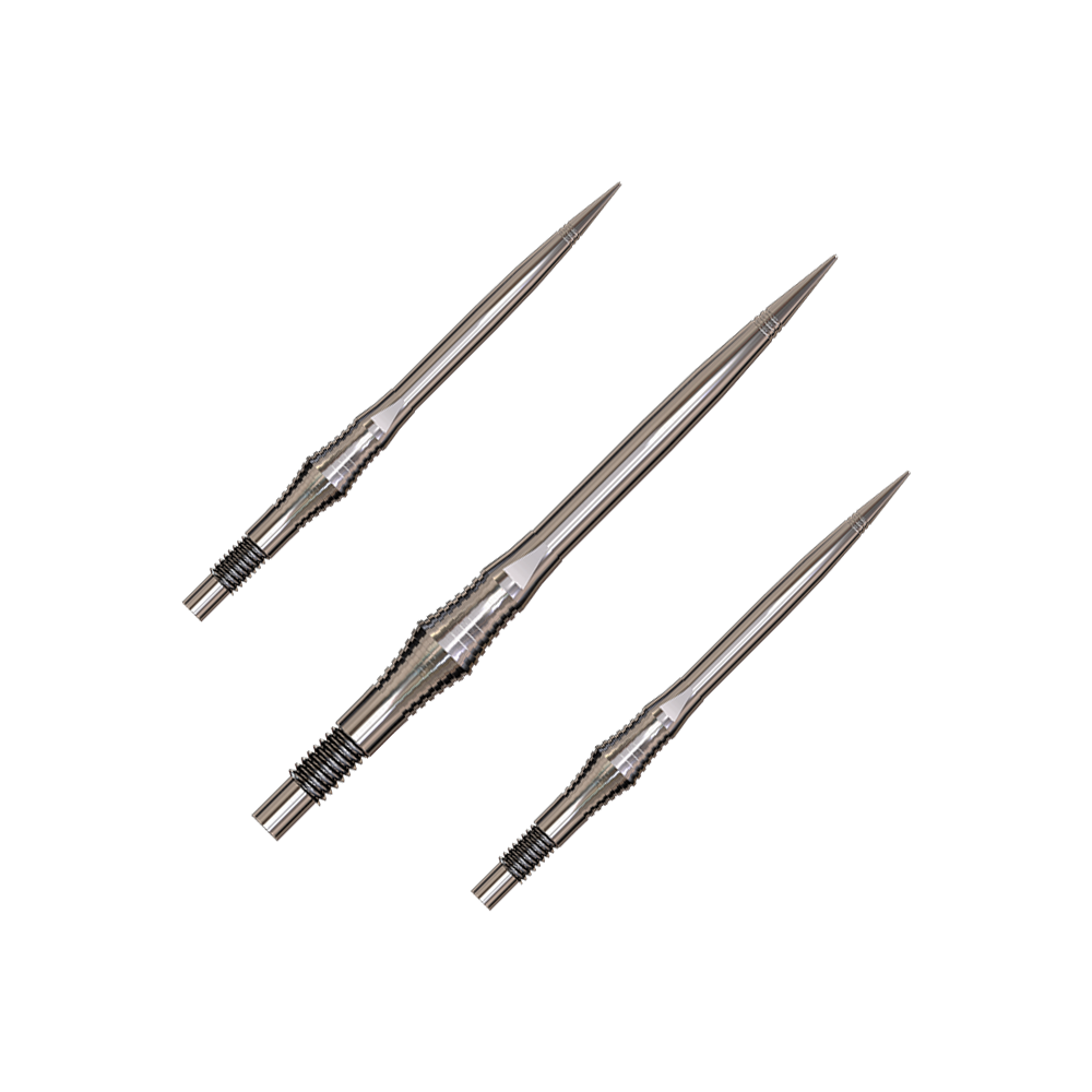 Spire Silver Elite Serie Dartspitzen in 35mm Länge werden abgebildet. Das Set enthält mehrere Spitzen.