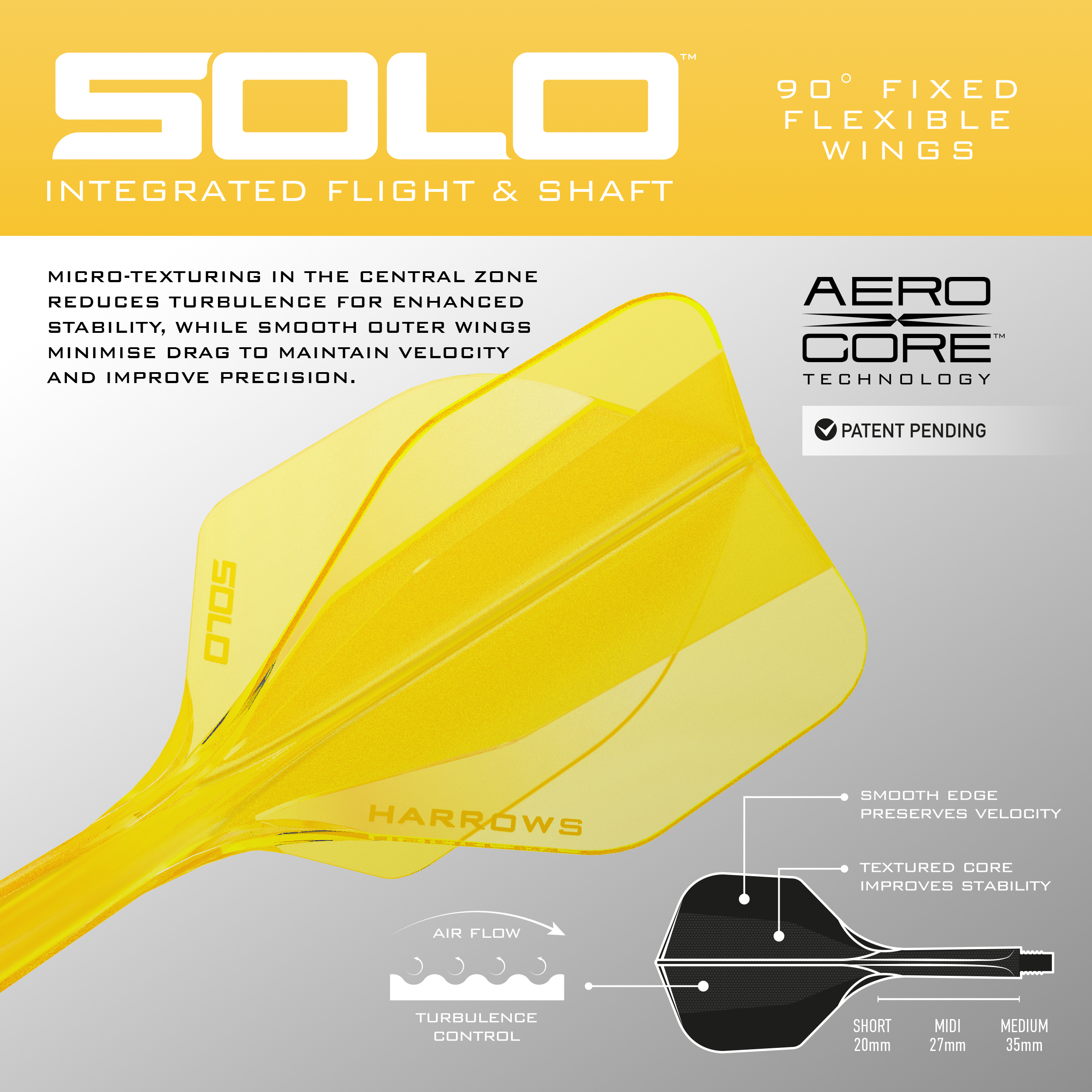 Système de flèche Harrows Solo No6 - Jaune Abgebildet ist das Harrows Solo No6 Flight-Shaft-System in Gelb. Dieses Produkt wird als Teil für Dartpfeile verwendet.