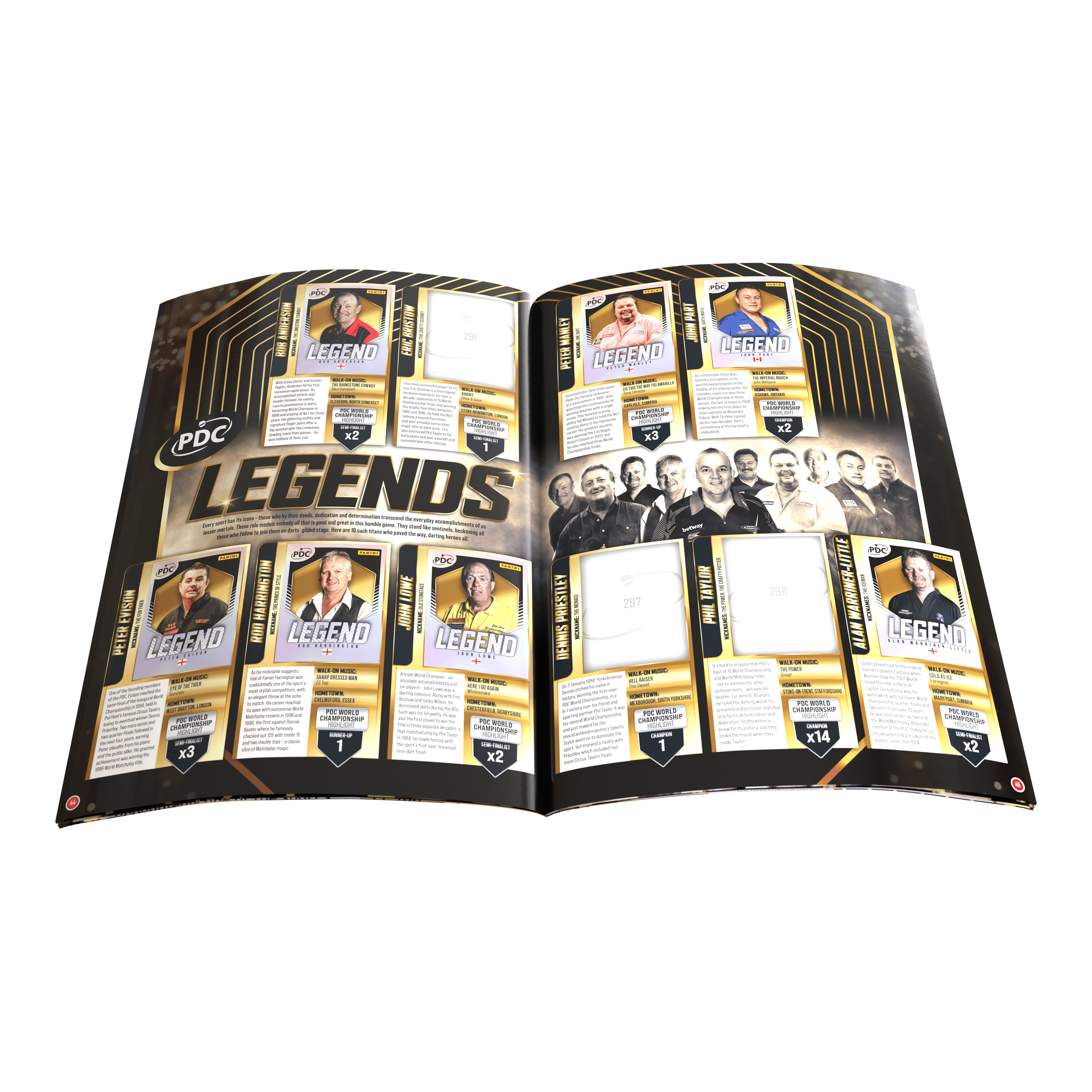 Panini PDC Championnat du monde de fléchettes 2025/26 - Album collector officiel à couverture rigide avec autocollants Zu sehen ist das Panini PDC World Darts Championship 2025/26 - Official Sticker Hardcover Sammelalbum. Es wurde für Sticker der Darts-WM 2025/26 entworfen.