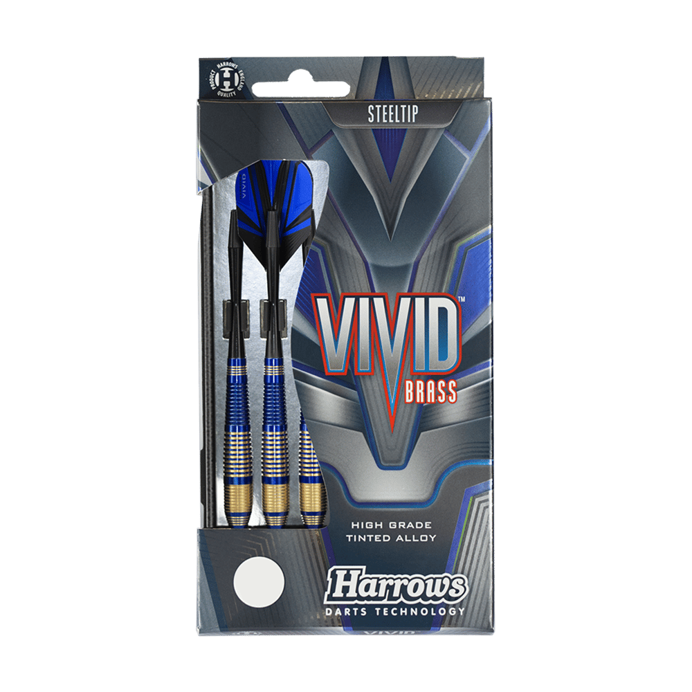 Fléchettes en acier Harrows Vivid Brass Blue