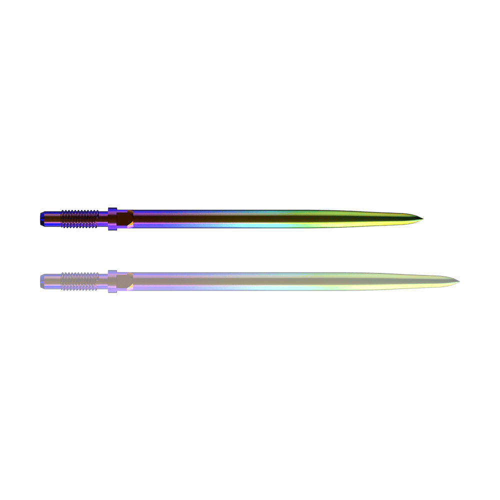 Pointes de fléchettes convertibles Bulls NL - Lisse - Arc-en-ciel Ein Bild mit dem Dateinamen BU57716_BullsNL_Convertible_Points_Smooth_Rainbow_36mm_1. Es zeigt vermutlich einen Dartspitzen-Artikel in Regenbogenfarben.