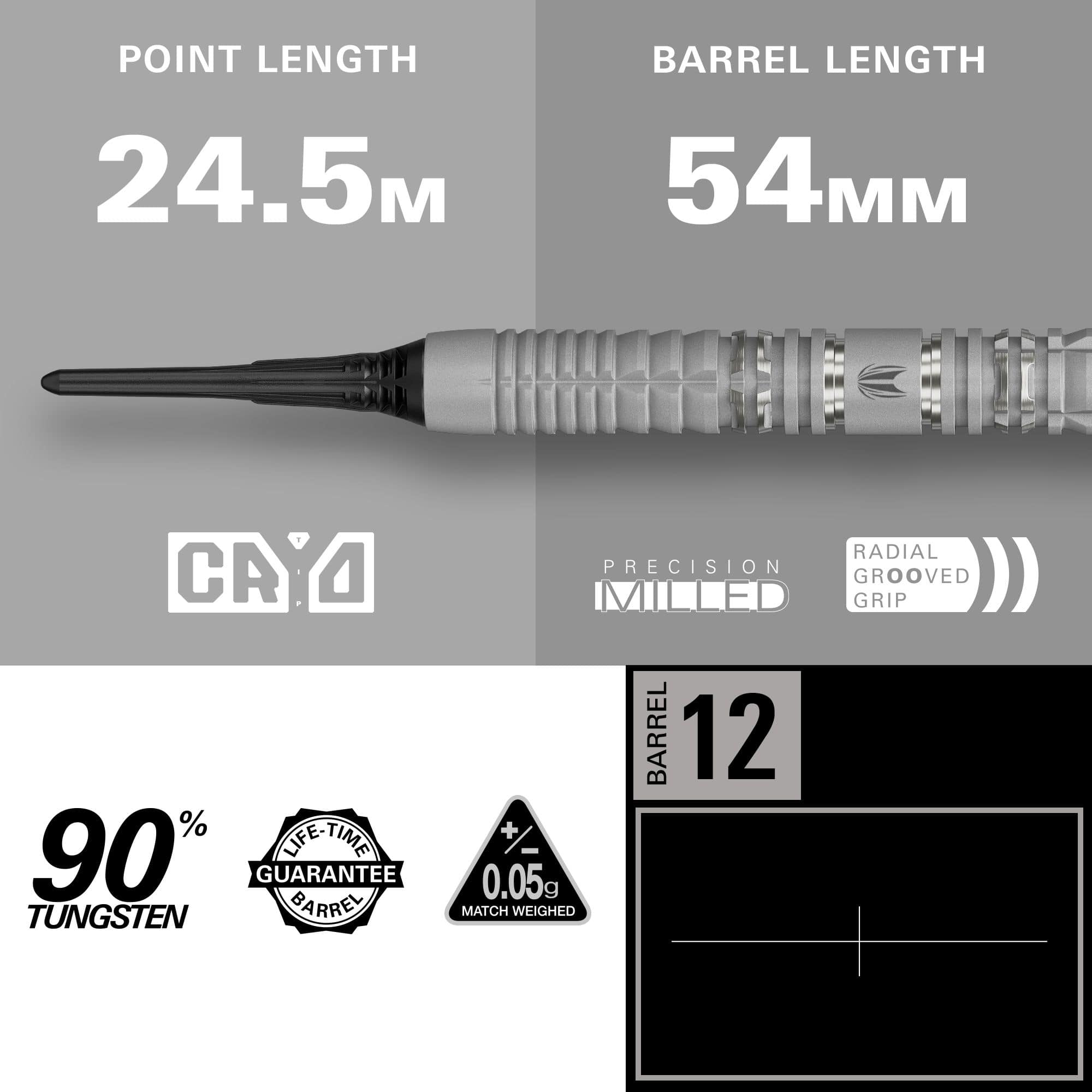 Fléchettes souples Target Cryo 12 Target Cryo 12 Softdarts sind hier zu sehen. Sie überzeugen durch ein einzigartiges Design und hohe Qualität.