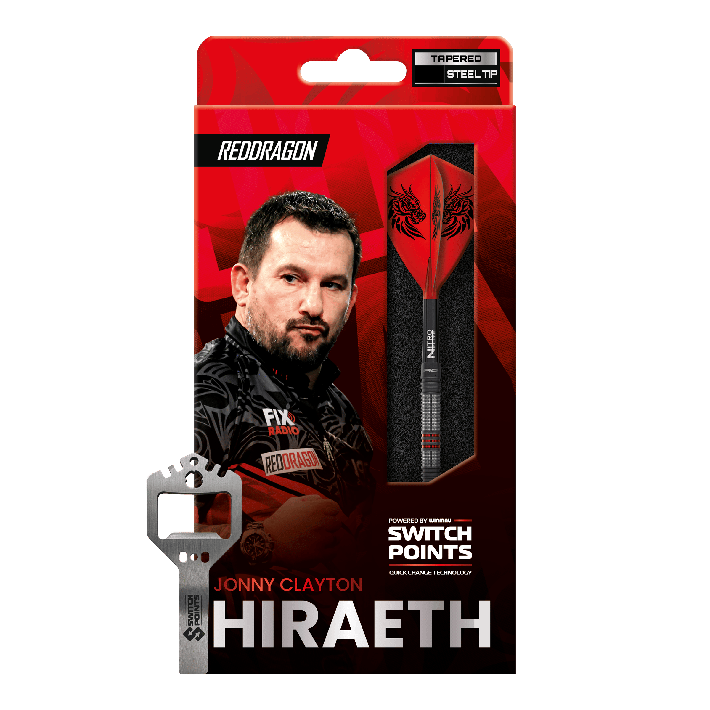 Fléchettes en acier Red Dragon Jonny Clayton Hireath Switch Point Red Dragon Jonny Clayton Hireath Switch Point Steeldarts sind abgebildet. Die Darts zeichnen sich durch ihr elegantes Design und hochwertige Verarbeitung aus.