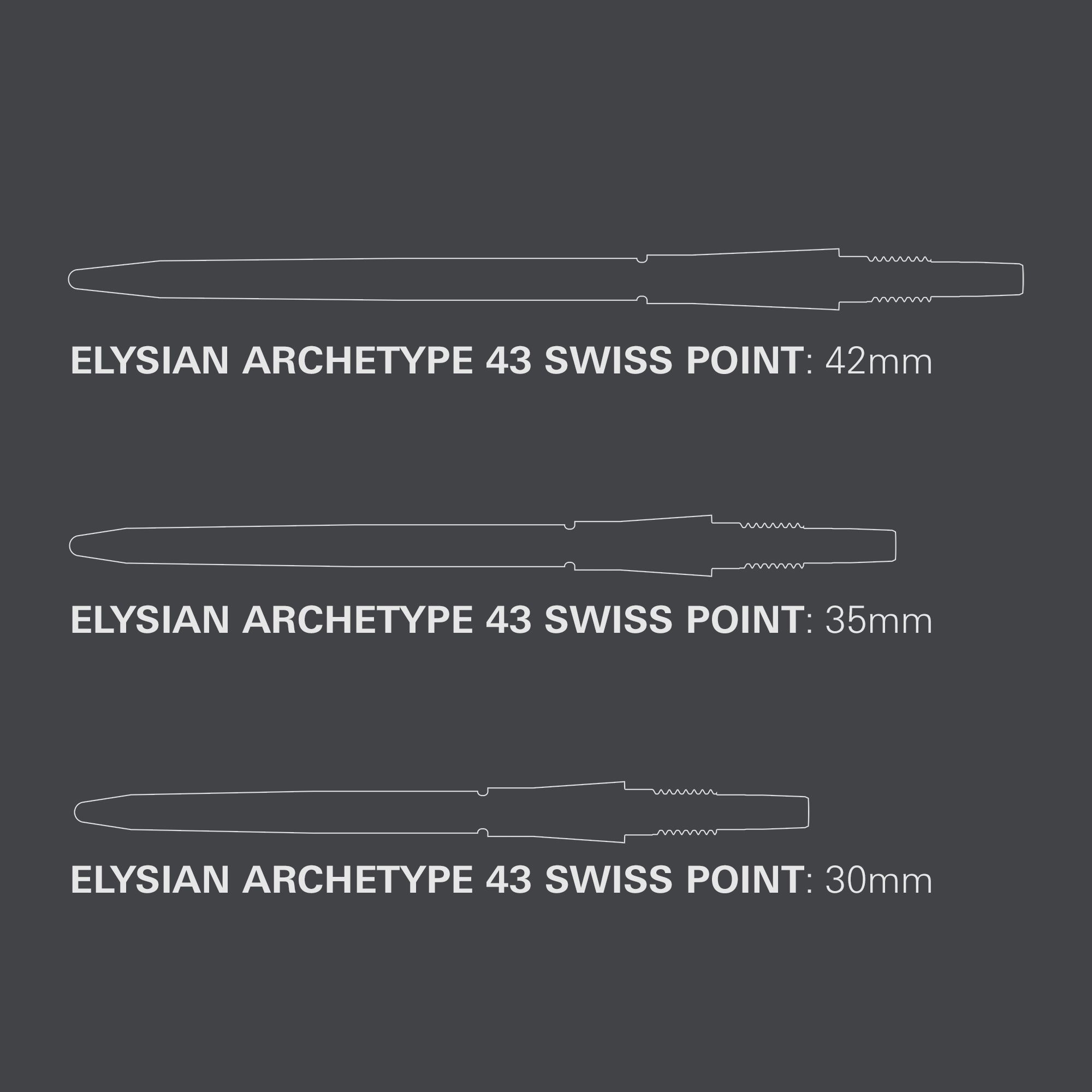 Pointes de fléchettes en acier Target Elysian Archetype 43 Swiss Point - Or Target Elysian Archetype 43 Swiss Point Steeldartspitzen in Gold. Diese Spitzen bieten eine edle goldene Optik für Dartspieler.