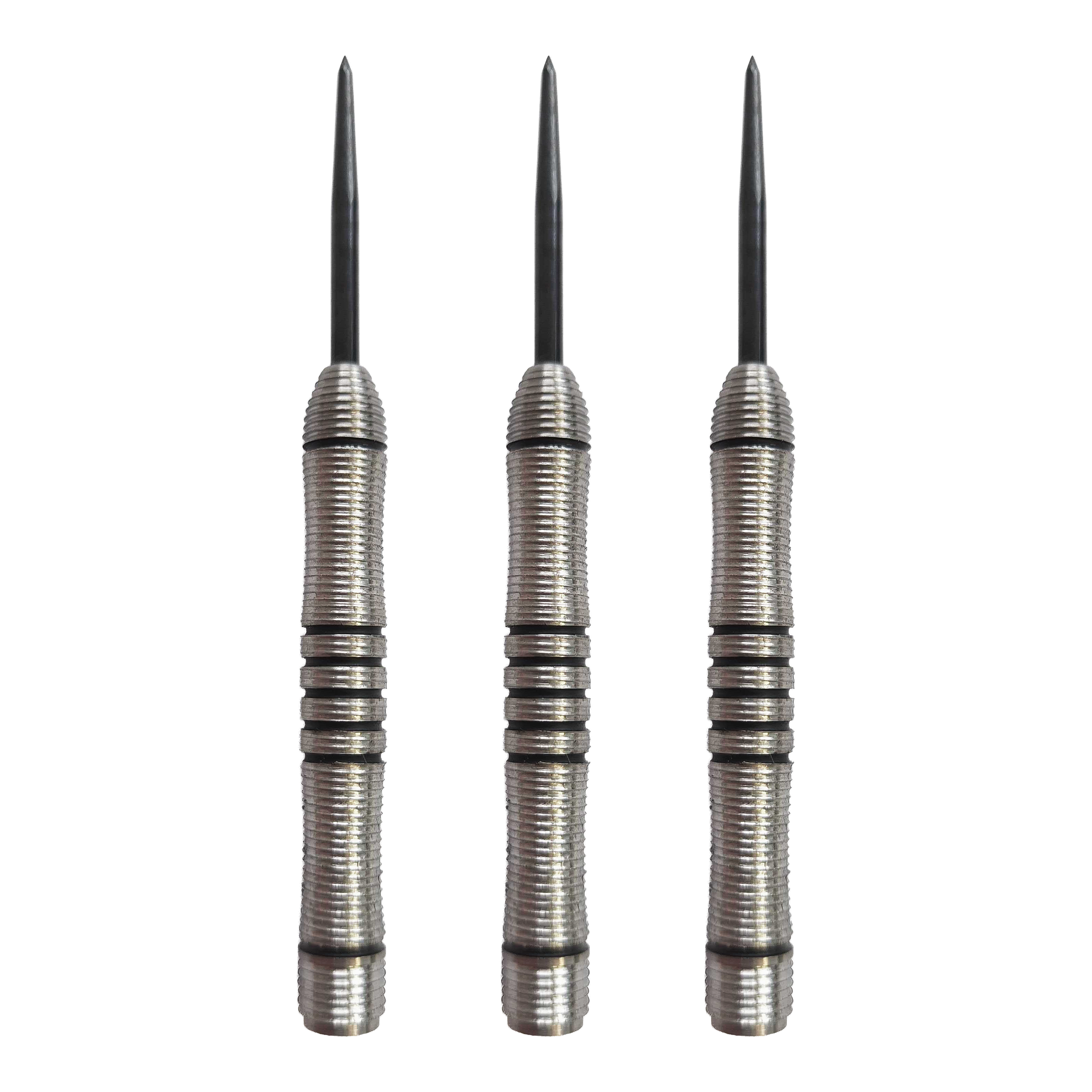 Corps de fléchettes en acier McDart Black Ring - 24 g Zu sehen ist ein Set der McDart Black Ring Steeldart-Barrels mit 24g. Das Set besteht aus mehreren gleichartigen Dart-Barrels.