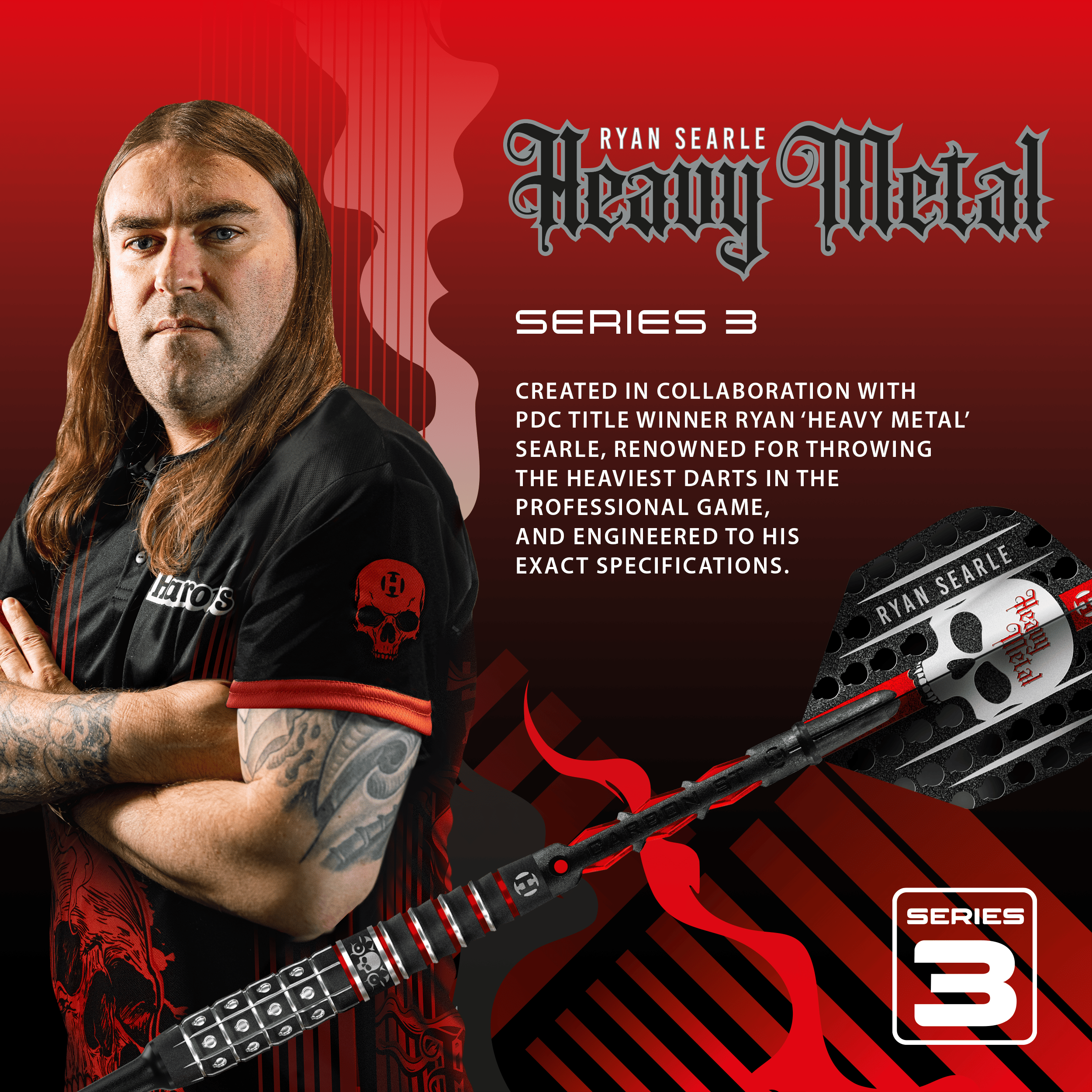 Fléchettes souples Ryan Searle Series 3 de Harrow Zu sehen sind die Harrows Ryan Searle Series 3 Softdarts. Die Dartpfeile sind für das elektronische Dartspiel geeignet.