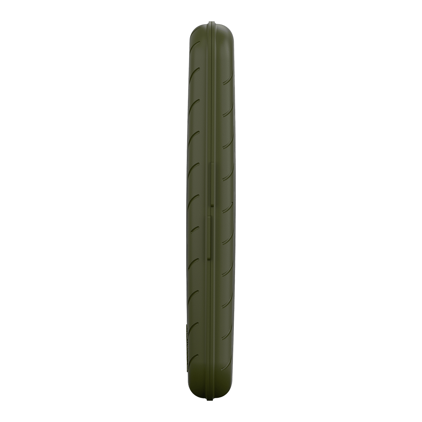 Étui à fléchettes Harrows Slimcase Auf dem Bild ist ein schlankes, grünes Etui von der Seite zu sehen. Das Etui hat eine glatte Oberfläche mit leichten Rillen.