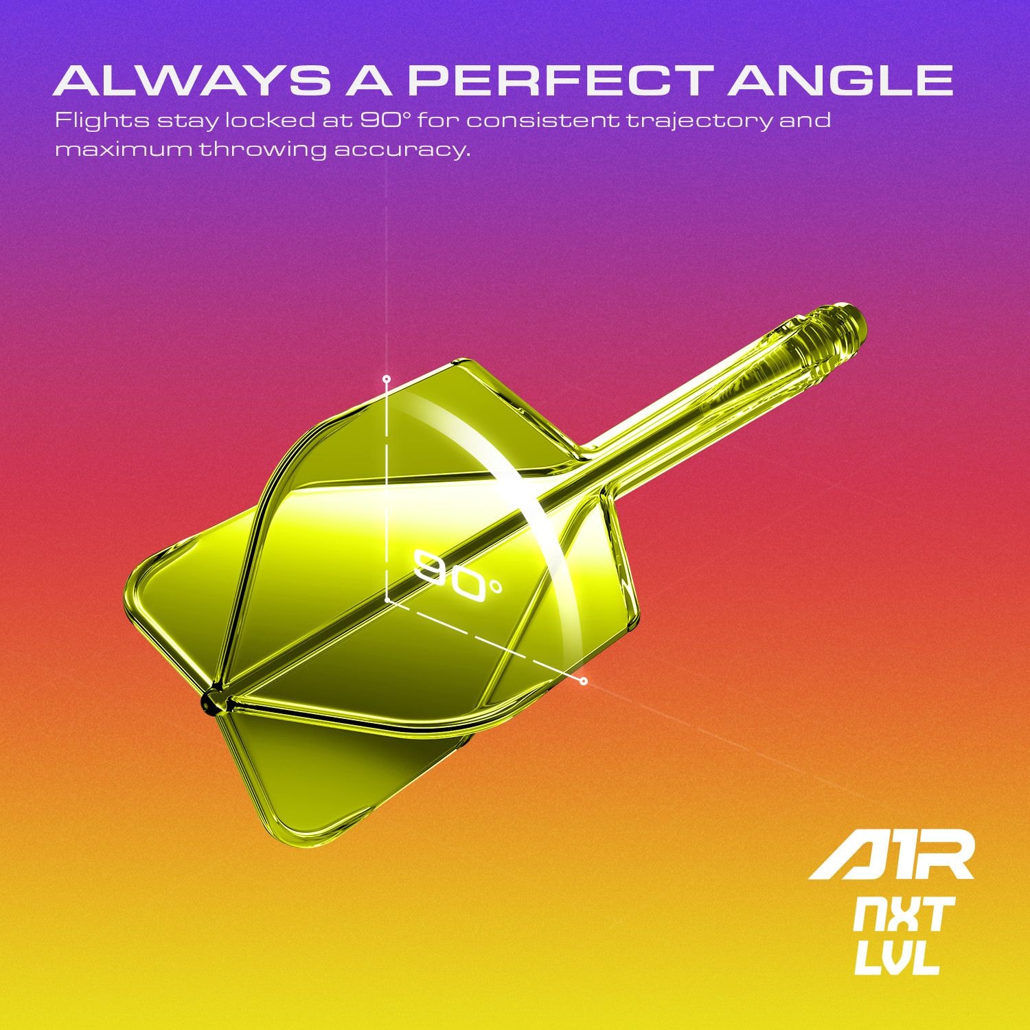 Système d'arbre de vol GOAT A1R n° 6 - Jaune fluo Abgebildet ist das GOAT A1R No6 Flight-Shaft-System in Neon Gelb. Das Bild stellt das Dartzubehör mit Fokus auf die Details dar.