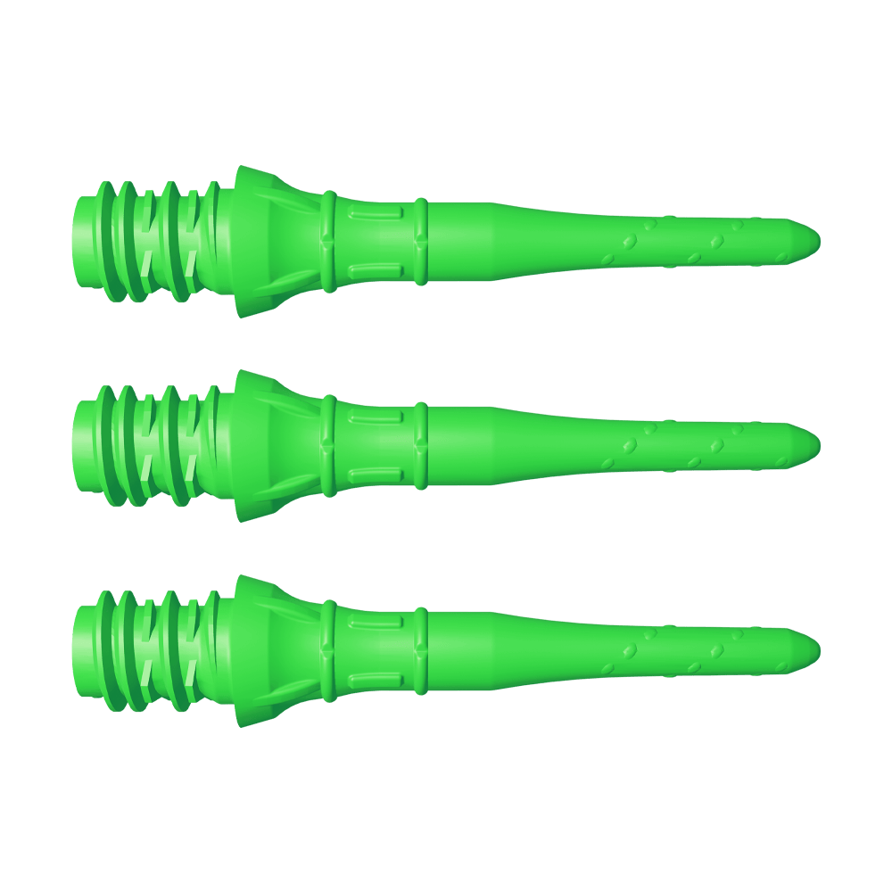 L-Style Premium Lippoints Short (30er Pack) Das Bild zeigt mehrere kurze Dartspitzen mit matter Oberfläche. Die Spitzen sind nebeneinander sortiert.