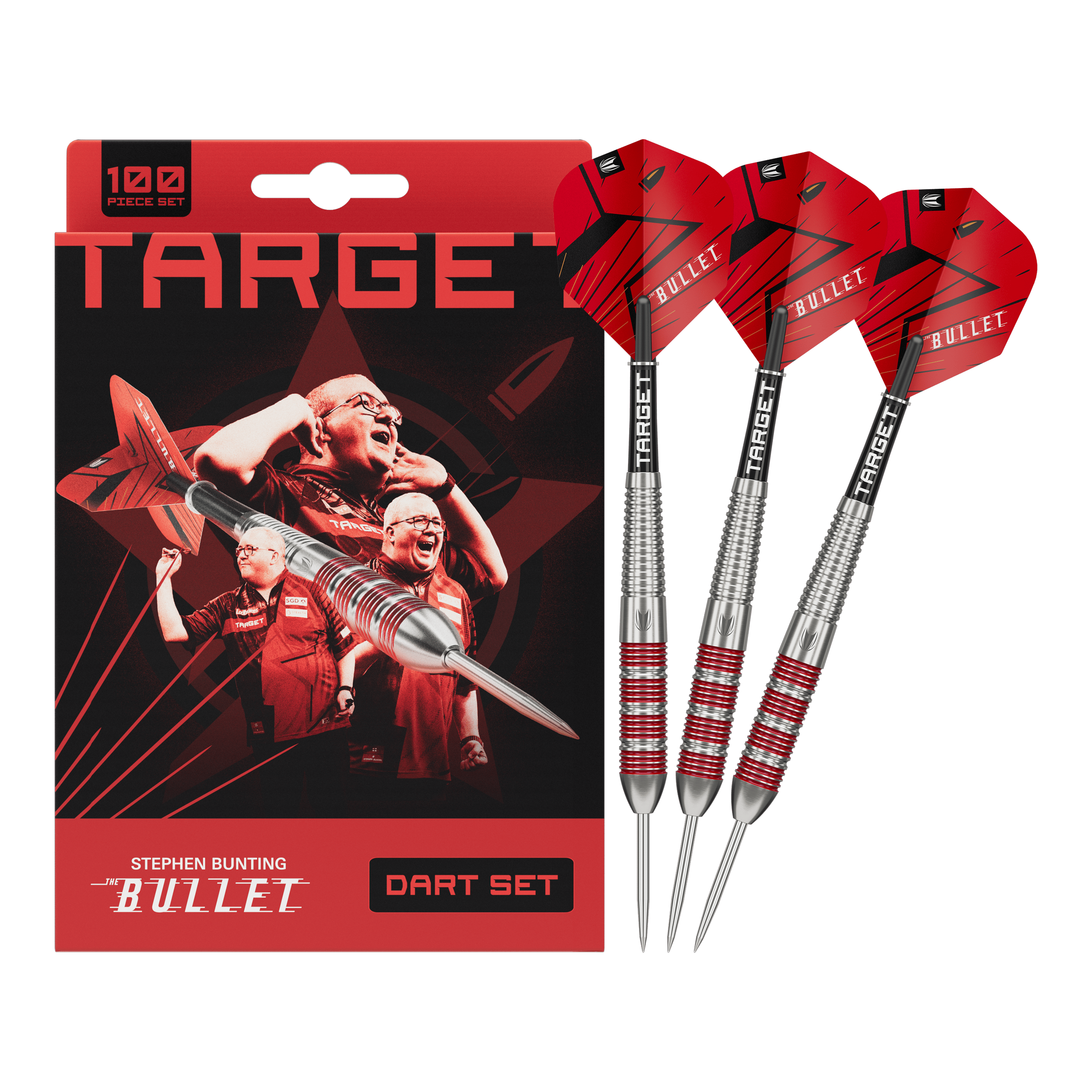 Coffret de 100 fléchettes en acier laiton Target Stephen Bunting Bullet - 22 g