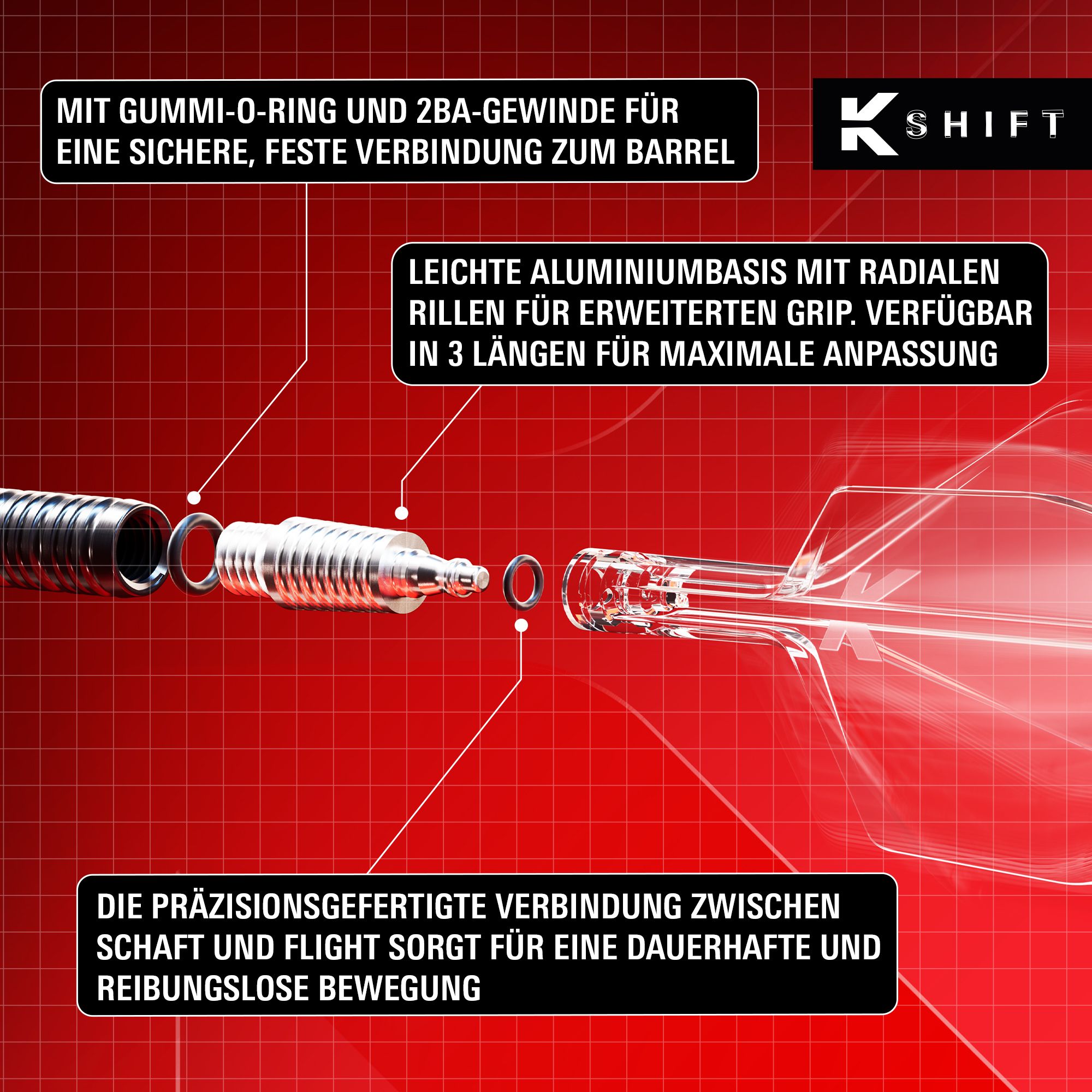 Das Bild zeigt die Target K-Shift No6 Flights in der Farbe Weiß. Diese Flights werden als Zubehör für Dartpfeile verwendet.