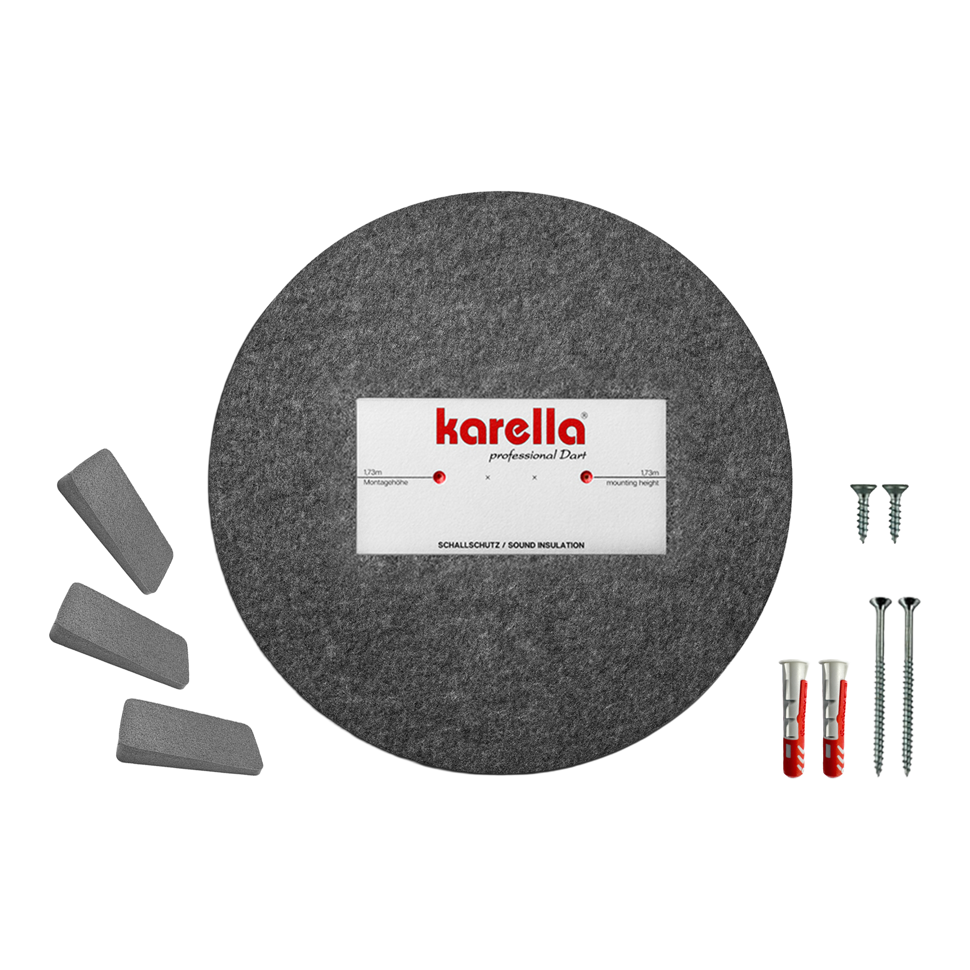 Dieses Bild stellt den Kompakten Schallschutz Karella für Steeldartboards dar. Das Produkt schützt vor lauten Geräuschen beim Dartwerfen.