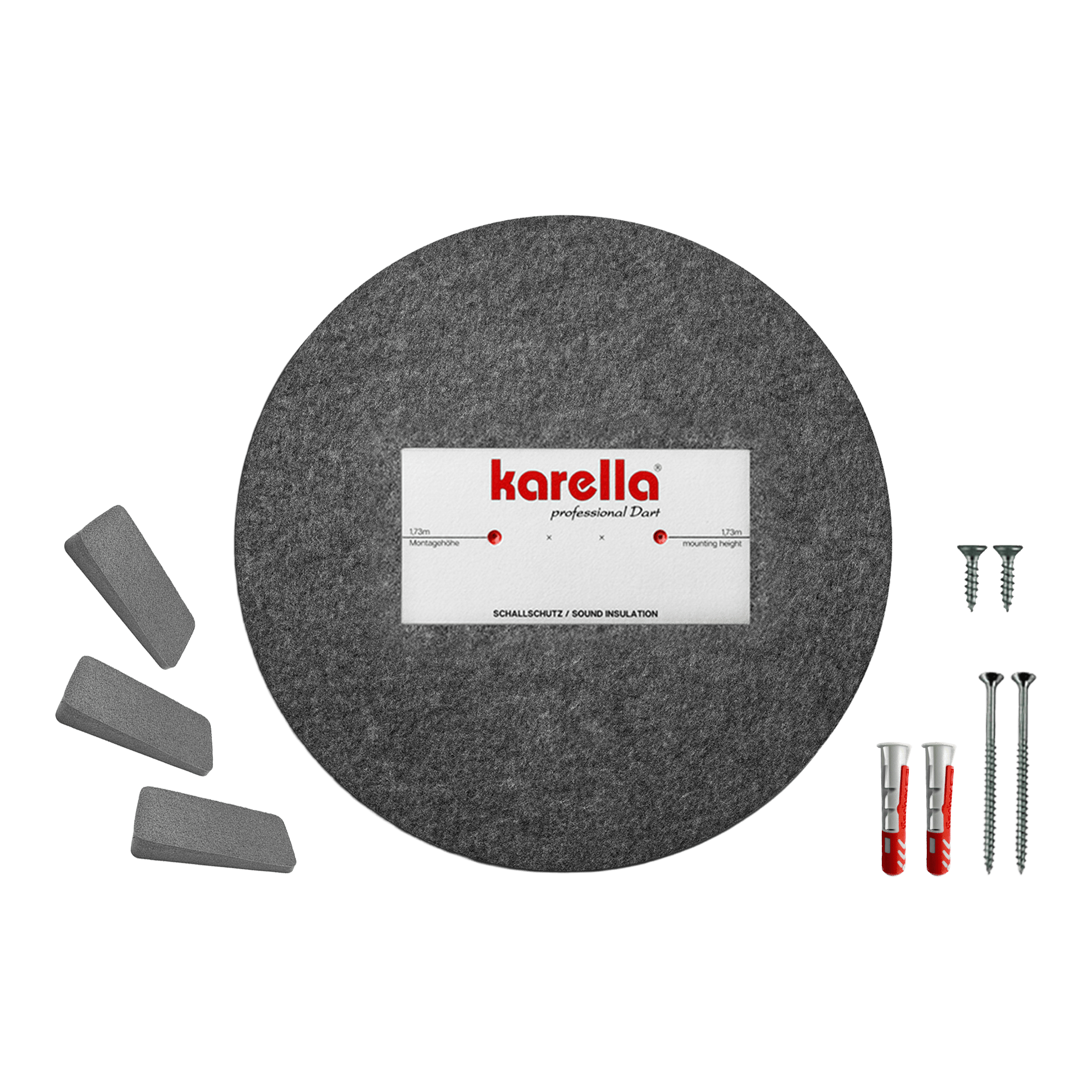 Insonorisation compacte Karella pour cibles de fléchettes en acier Dieses Bild stellt den Kompakten Schallschutz Karella für Steeldartboards dar. Das Produkt schützt vor lauten Geräuschen beim Dartwerfen.