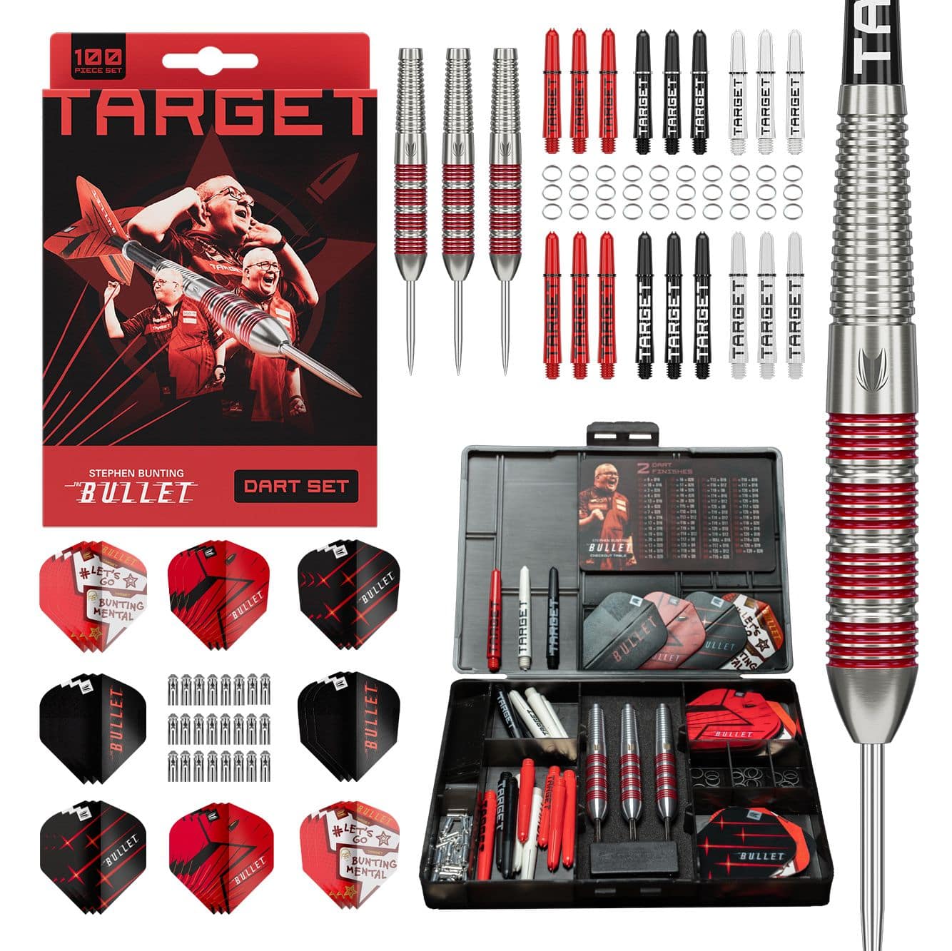 Coffret de 100 fléchettes en acier laiton Target Stephen Bunting Bullet - 22 g