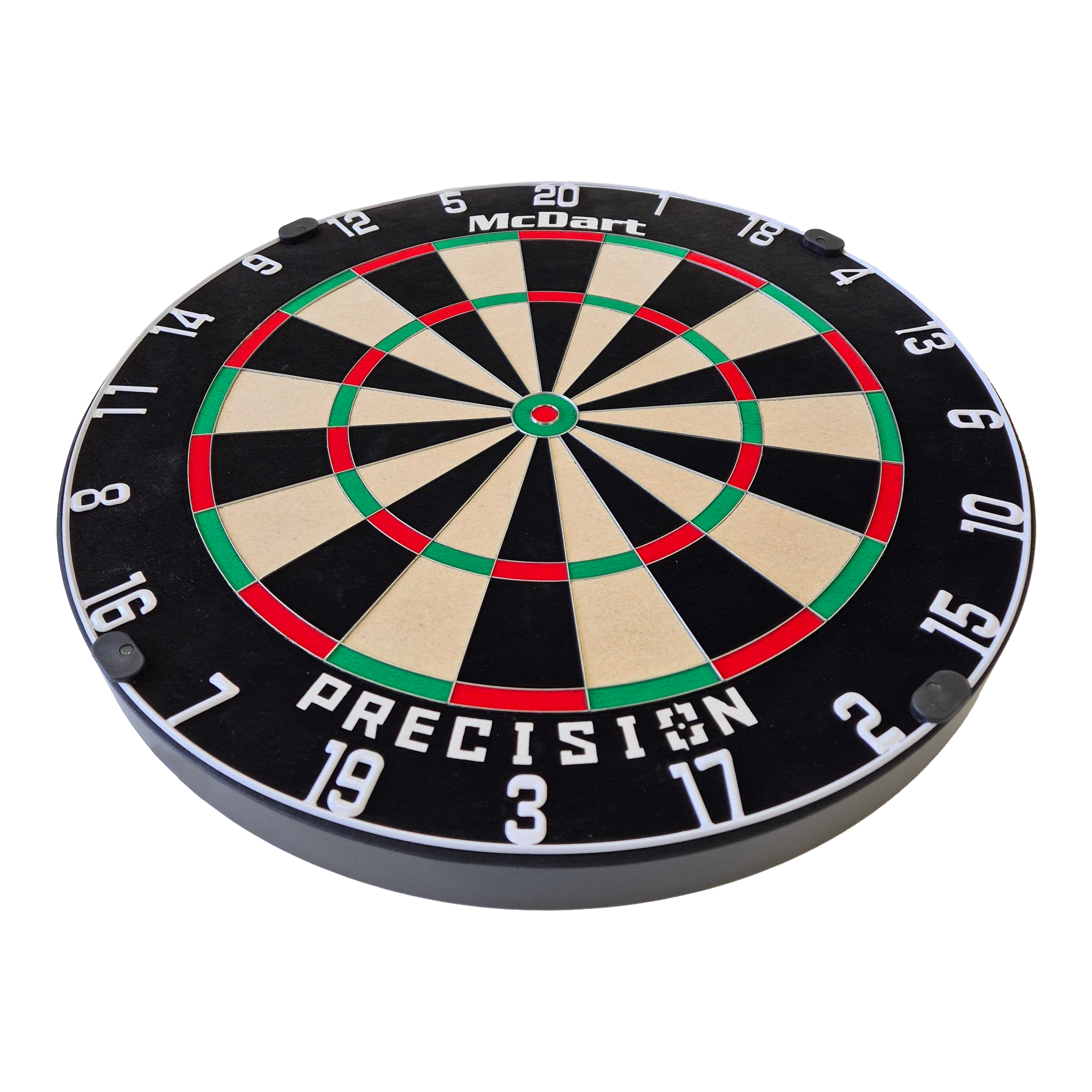 Cible de fléchettes en acier McDart Precision Dies ist ein McDart Precision Steeldartboard. Die Scheibe hat ein klassisches Design mit klarer Nummerierung und farbigen Markierungen.