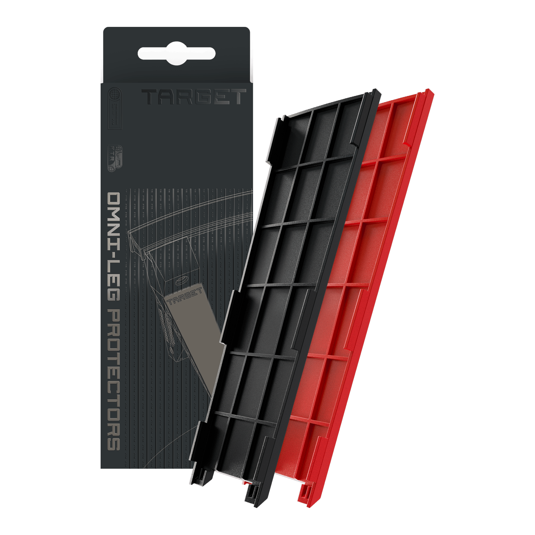 Protections de jambes Target OMNI Zu sehen sind Target OMNI Leg Protectors. Sie sind speziell für den Schutz der Beine entwickelt.