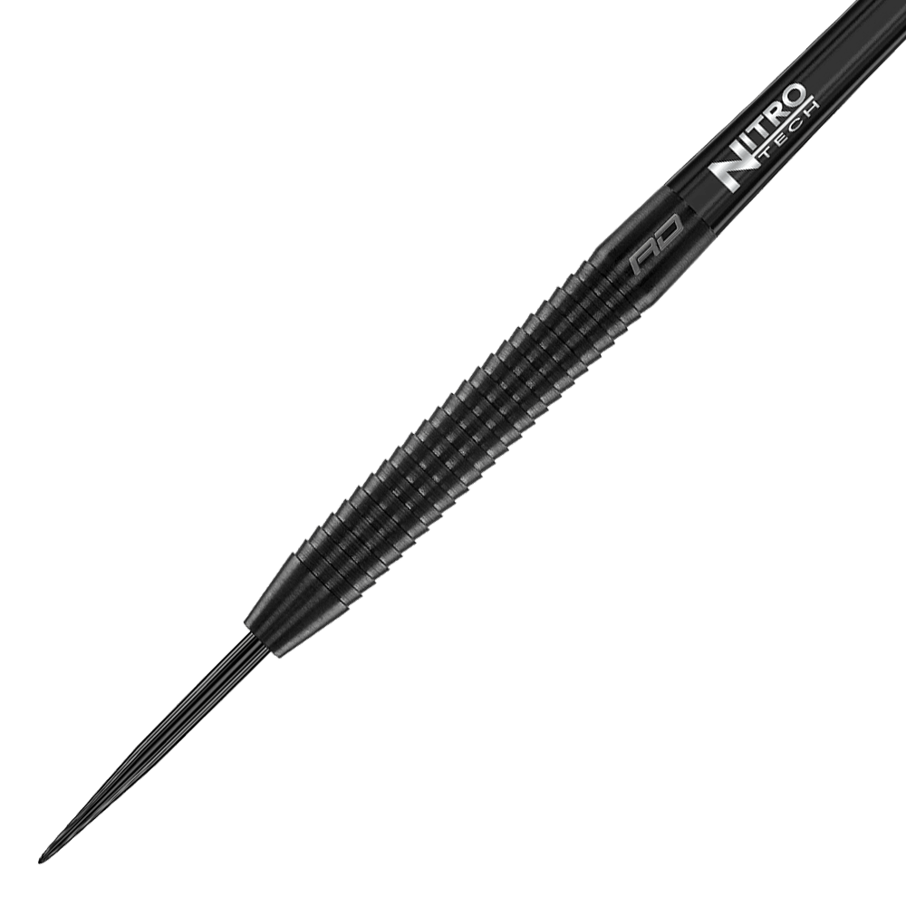 Fléchettes en acier Red Dragon Razor Edge Black Das Bild zeigt einen Red Dragon Razor Edge Black Steeldart. Der Dart ist schwarz und hat eine gerillte Griffzone für besseren Halt.