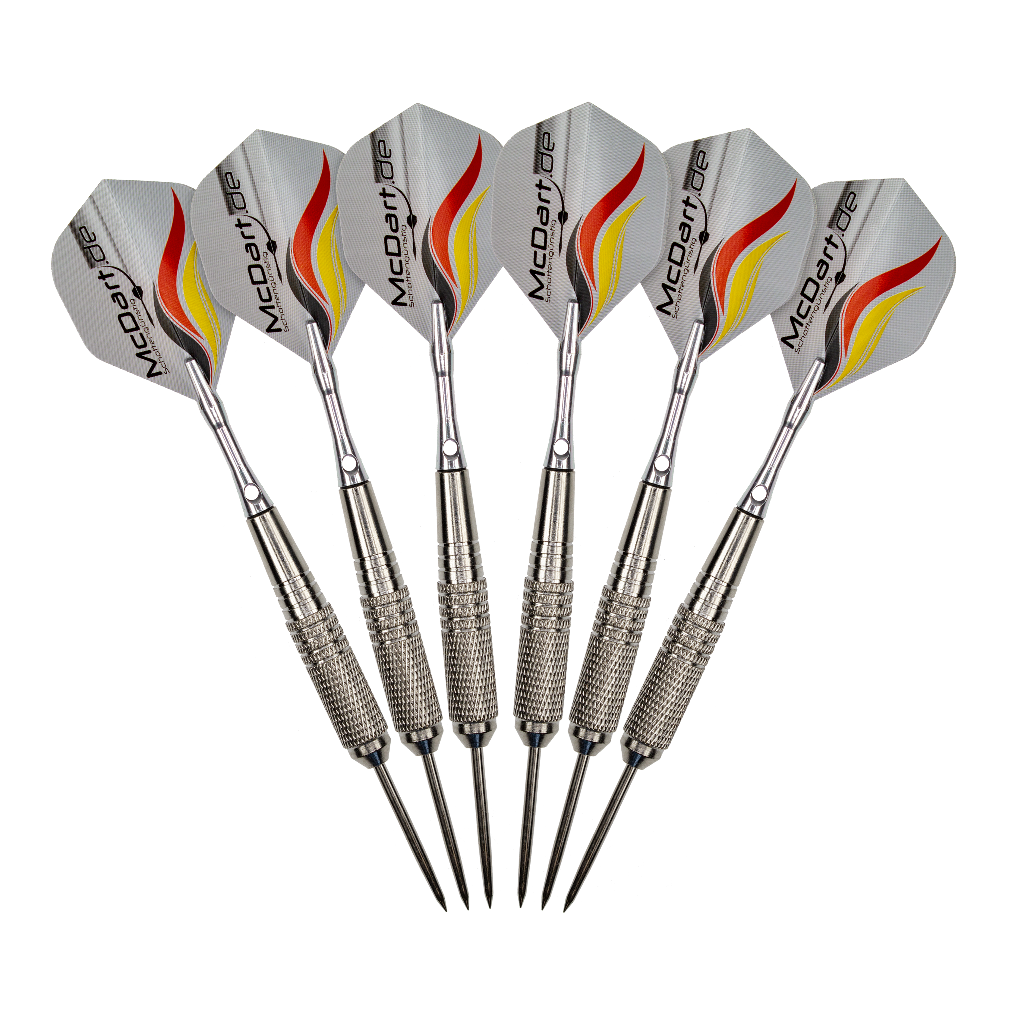 Pack de démarrage McDart Fléchette en acier Das Bild zeigt ein McDart Starterpack. Es eignet sich hervorragend für Einsteiger im Dartsport.