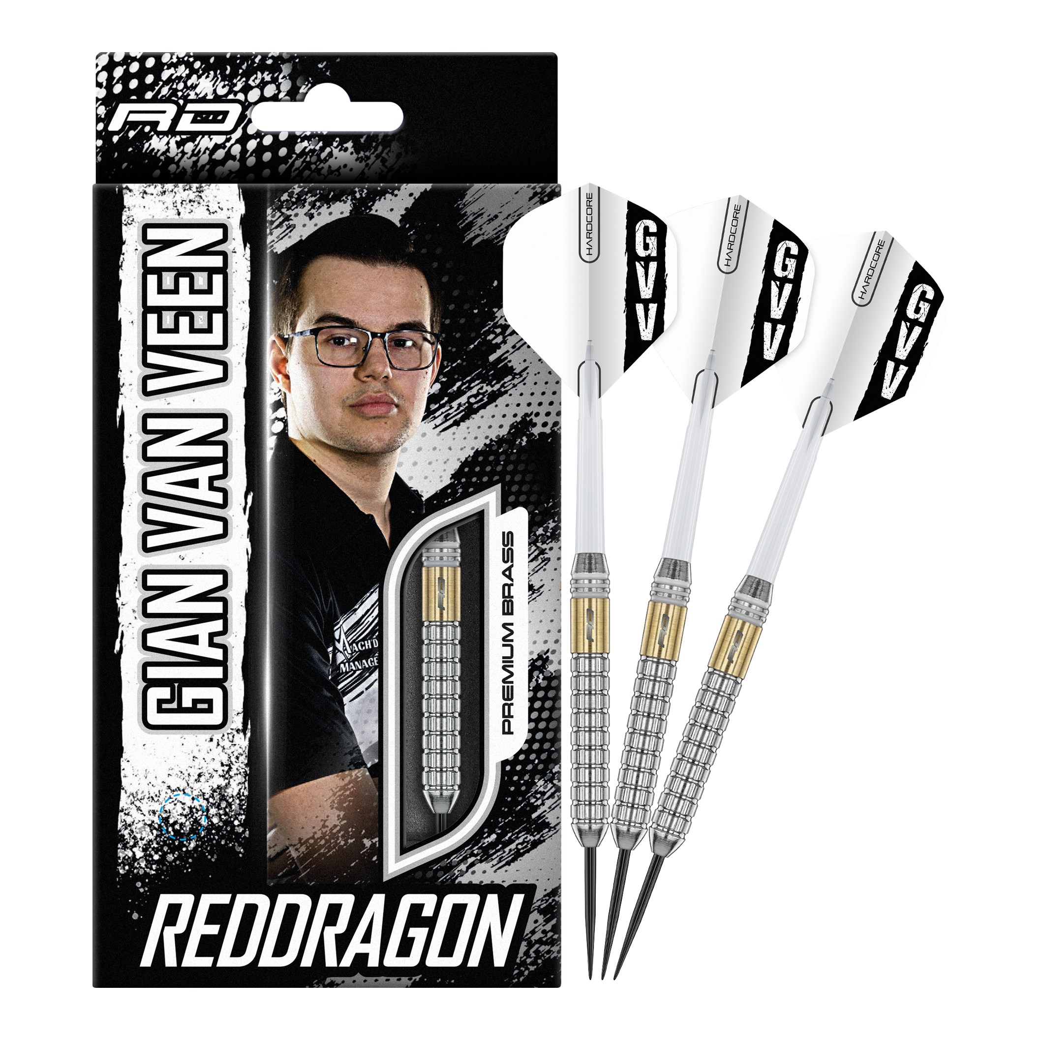 Red Dragon Gian Van Veen Fléchettes en acier en laiton - 21 g