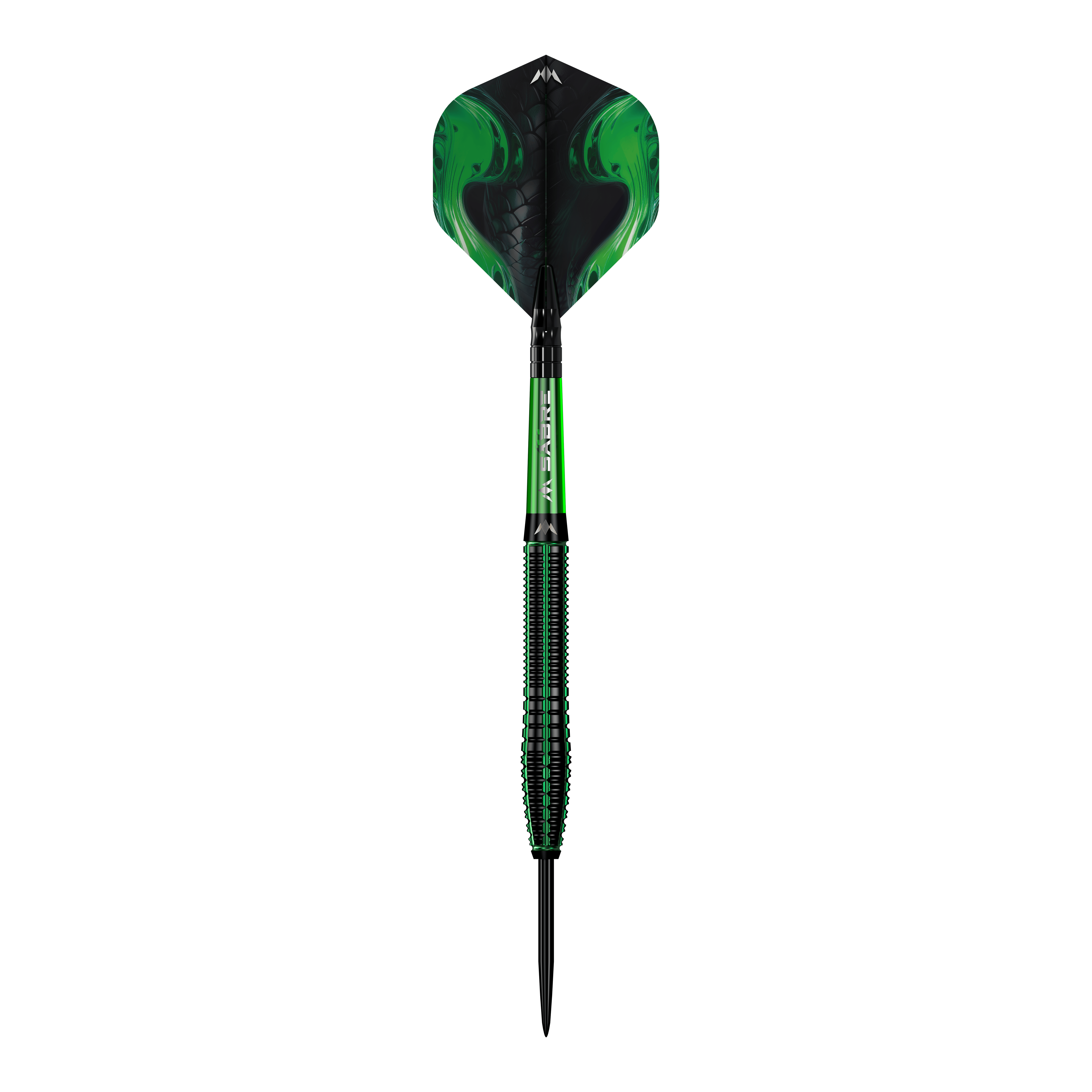 Fléchettes en acier Mission Venom Ein einzelner Mission Venom Steeldart wird präsentiert. Die Konturen und das Design sind gut erkennbar.