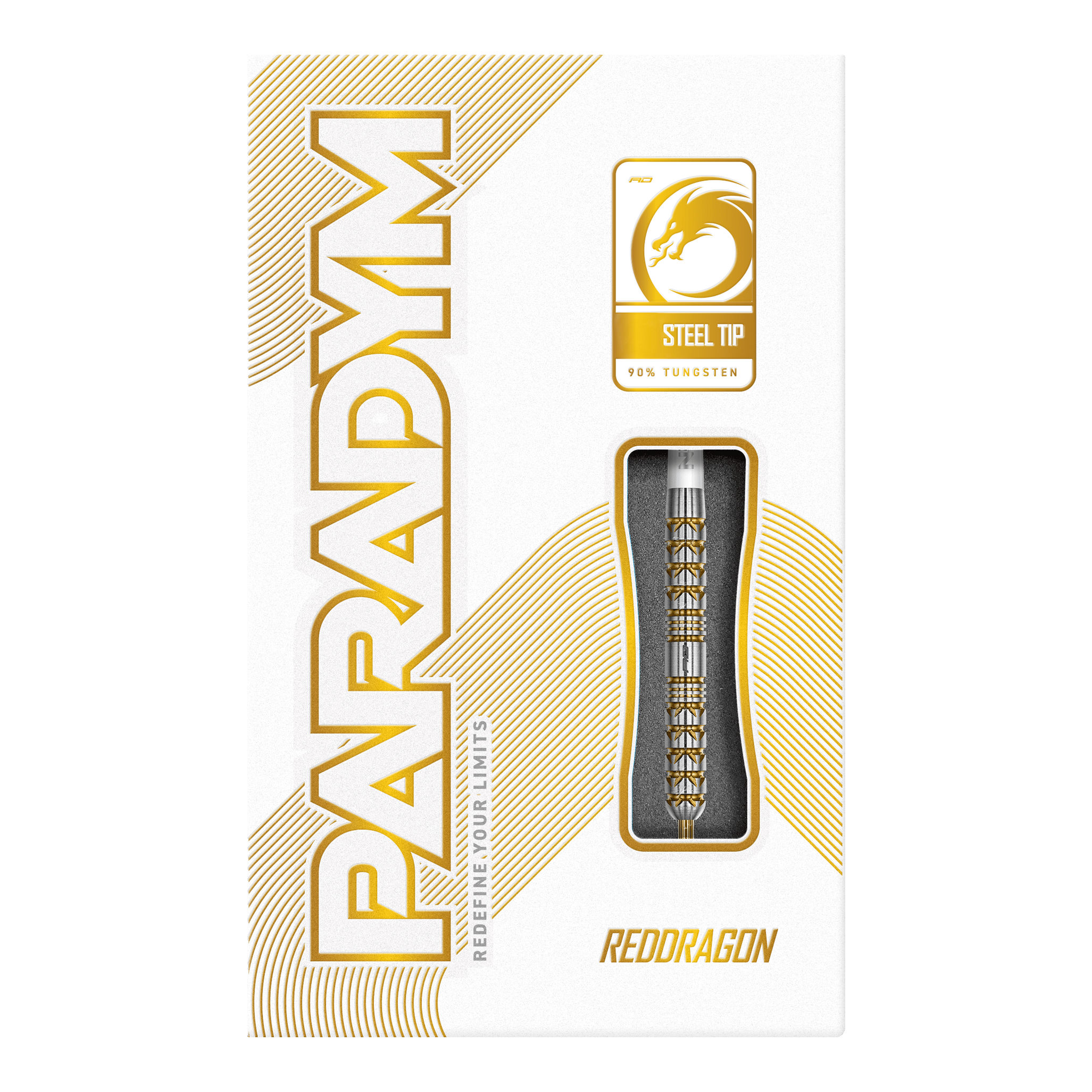 Fléchettes en acier Red Dragon Paradym Gold Parallel Das Bild zeigt die Red Dragon Paradym Gold Parallel Steeldarts. Sie sind parallel geformt und in einer auffälligen Goldfarbe gehalten.