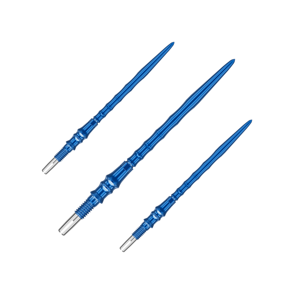 Abgebildet ist ein Set Dartspitzen mit der Bezeichnung '340384_Target_Japan_Premium_SwissPoint_Dartspitzen_Blau_40mm_1Set'. Die Dartspitzen sind blau und haben eine Länge von 40 mm.