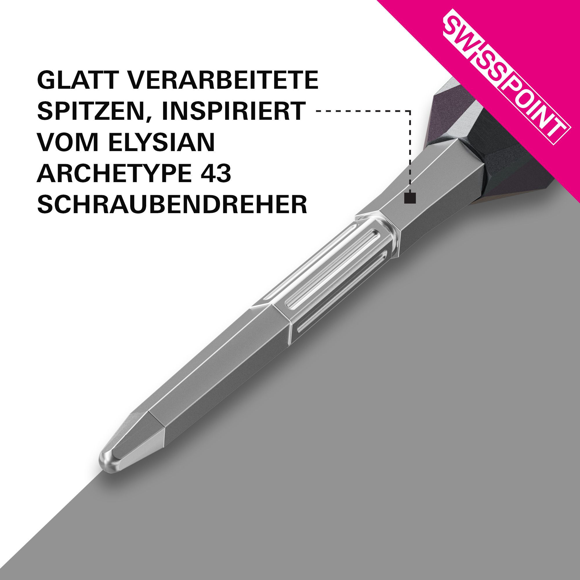 Pointes de fléchettes en acier Target Elysian Archetype 43 Swiss Point - Argent Target Elysian Archetype 43 Swiss Point Steeldartspitzen - Silber. Auf dem Bild sind silberne Dartspitzen für Steel-Darts zu sehen.