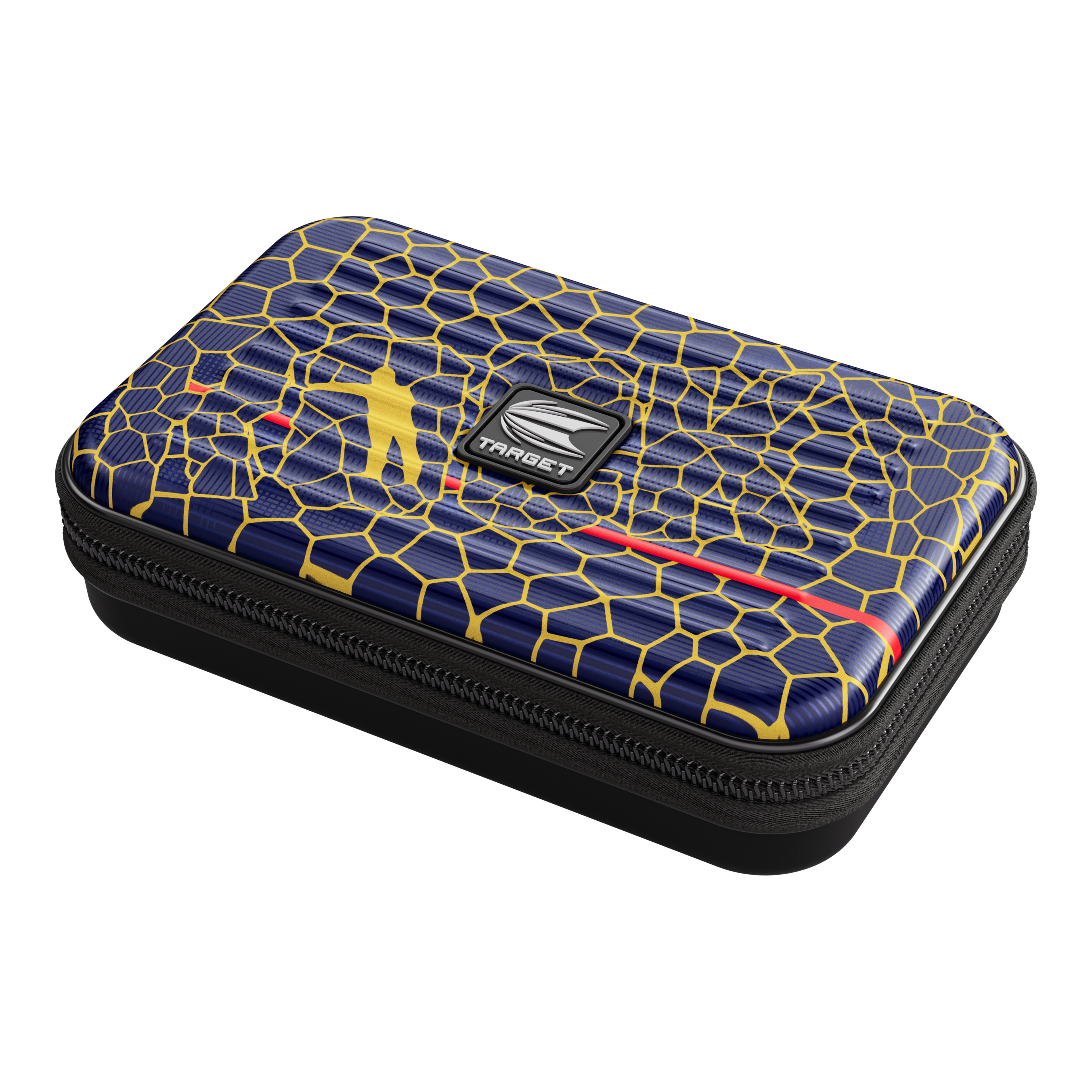 Étui à fléchettes Target Takoma Josh Rock XL Das Bild zeigt das Produkt "Target Takoma Josh Rock XL Dartcase". Das Dartcase hat ein blaues Design mit gelben Linien und einem roten Streifen sowie ein zentrales "Target"-Logo.
