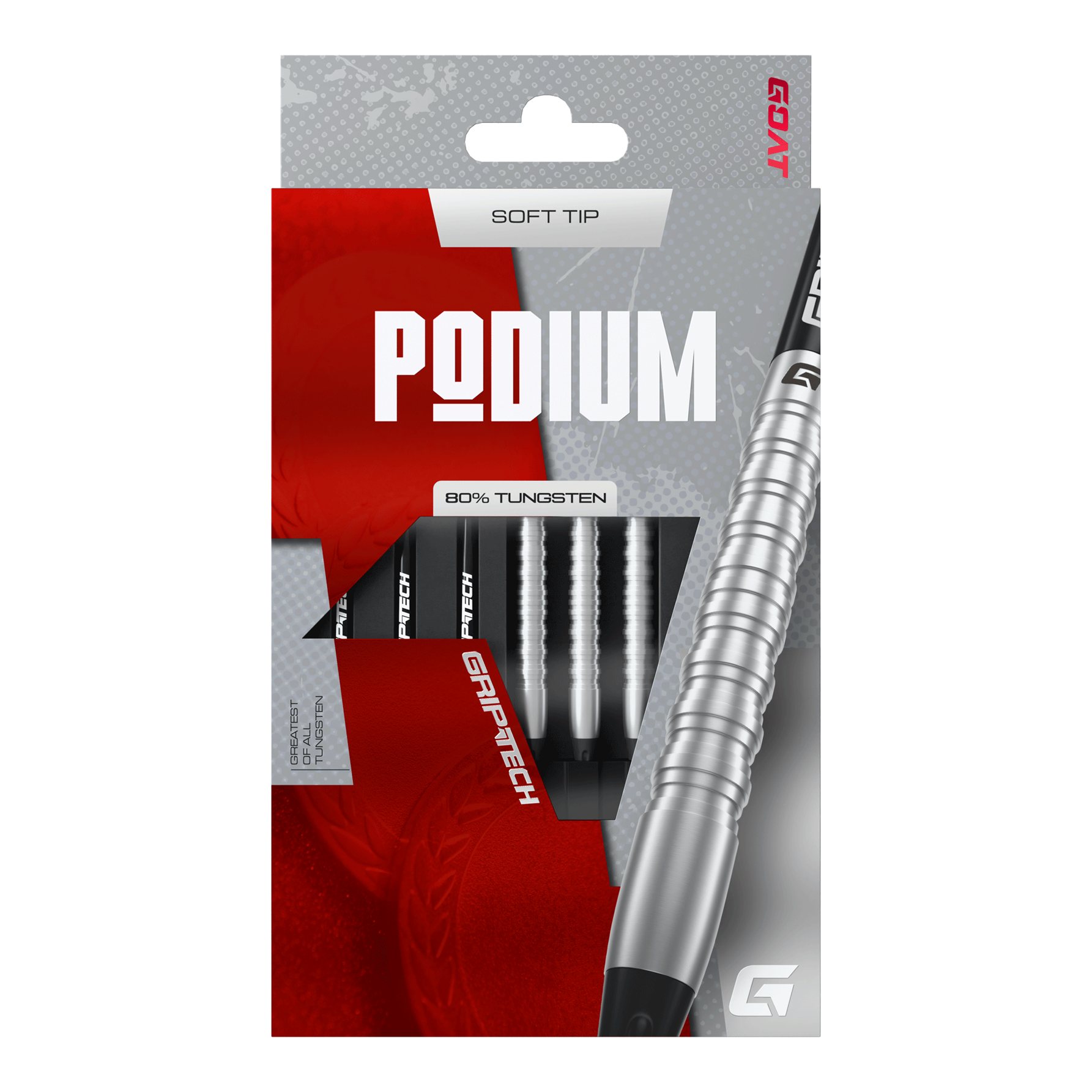 Fléchettes souples GOAT Podium Silver - 18 g Das Foto zeigt die GOAT Podium Silver Softdarts mit 18g Gewicht. Diese silbernen Softdarts eignen sich ideal für Dartspieler.