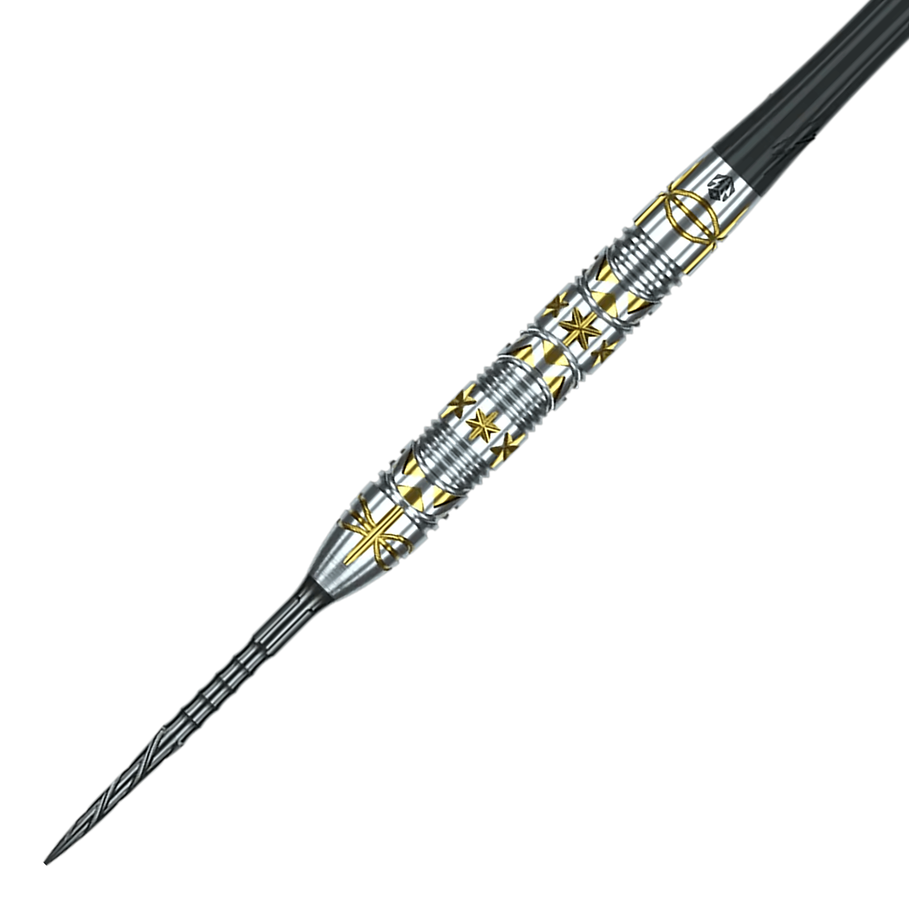 Fléchettes en acier Caliburn Halo H1 - 22,5 g Das Bild zeigt die Caliburn Halo H1 Steeldarts mit einem Gewicht von 22,5 g. Die Darts haben ein elegantes Design und sind besonders für präzise Würfe geeignet.