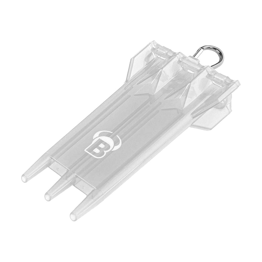 Das Bild zeigt das Produkt "Bulls ACRA X Dartcase". Das transparente Etui dient zur sicheren Aufbewahrung von Darts.
