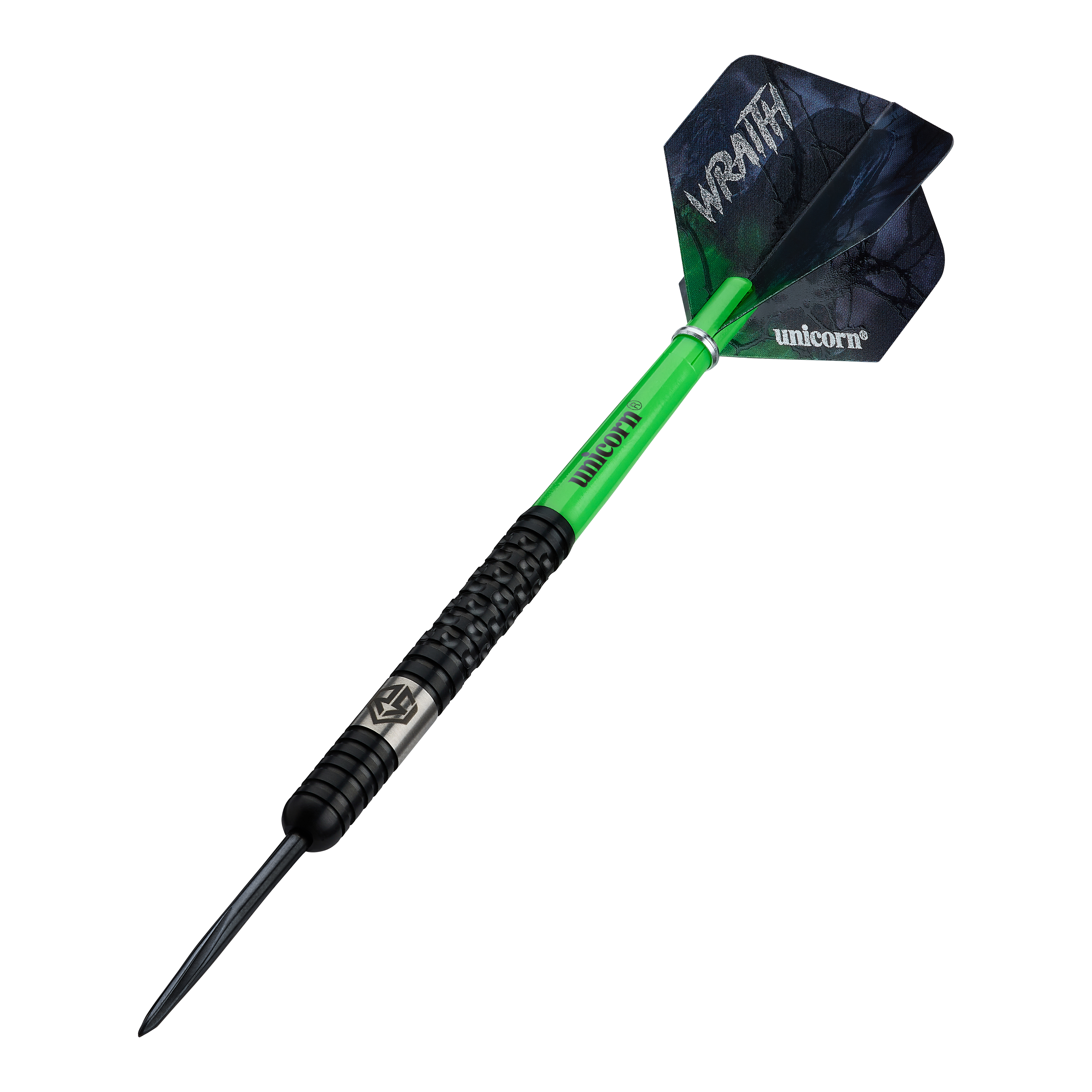 Fléchettes en acier Unicorn Wraith Ross Smith - 22 g Unicorn Wraith Ross Smith Steeldarts mit einem Gewicht von 22g werden auf diesem Bild dargestellt. Das Produkt ist für präzises Dartspiel entwickelt.