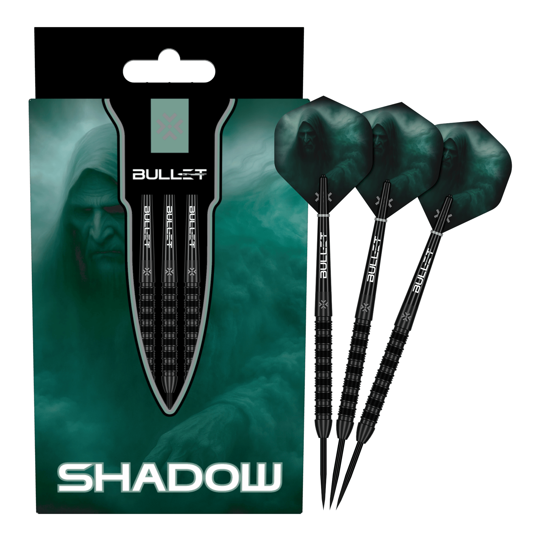 fléchettes en acier Bullet Shadow Das Bild zeigt die Bullet Shadow Steeldarts. Sie sind hochwertige Steeldarts mit einem modernen Design.