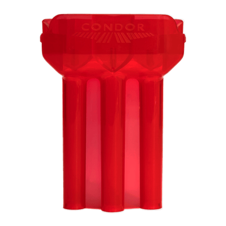 Étui à fléchettes double Condor Das Bild zeigt ein rotes, durchsichtiges Dart-Etui der Marke Condor. Das Etui hat drei längliche Fächer für Dartpfeile.