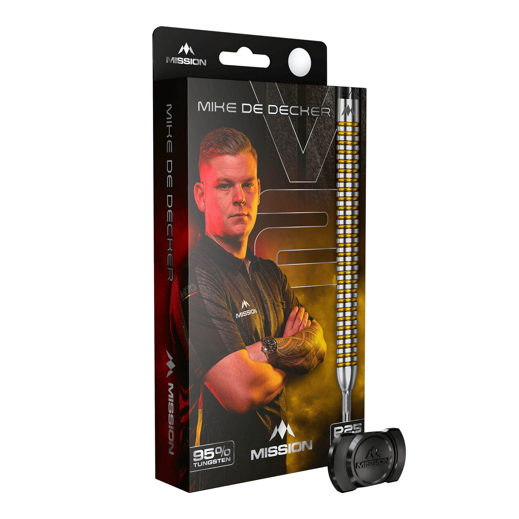 Fléchettes en acier Mission Mike De Decker V2 R2.5 Zu sehen sind die Mission Mike De Decker V2 R2.5 Steeldarts. Die Darts sind für präzises Werfen beim Steeldart entwickelt.