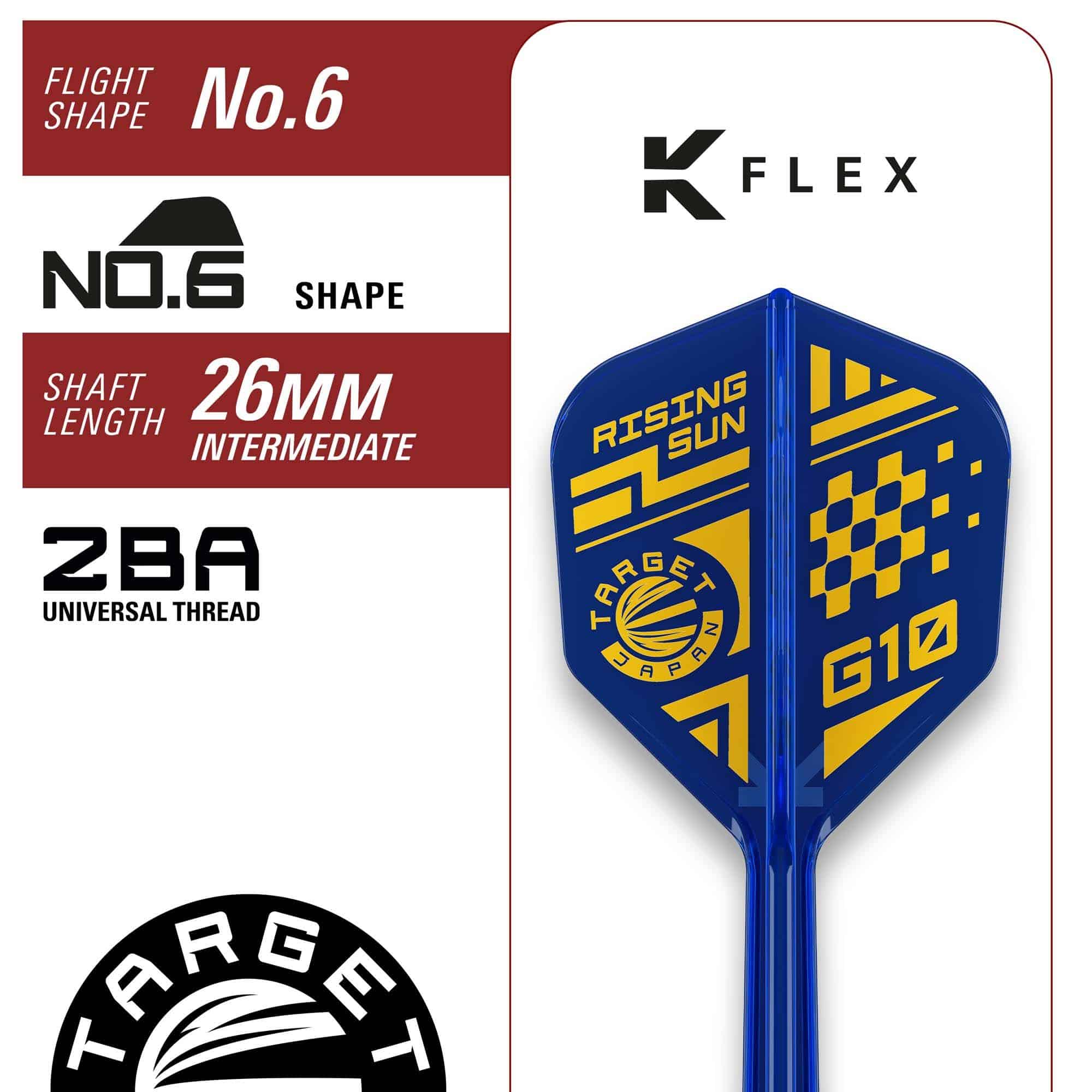 Target Japan Rising Sun GEN10 Softdarts - 21,5g ist auf dem Bild zu sehen. Die Darts zeichnen sich durch hochwertige Verarbeitung aus.