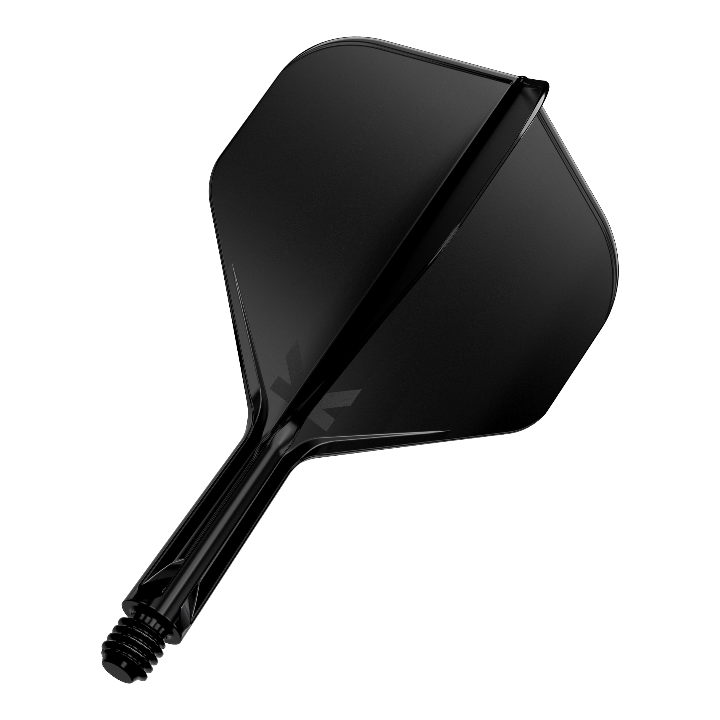 Système de vol standard Target K-Flex No2 - Noir Das Bild zeigt ein schwarzes Dartflight mit integriertem Schaft. Das Design ist schlicht und modern gehalten.
